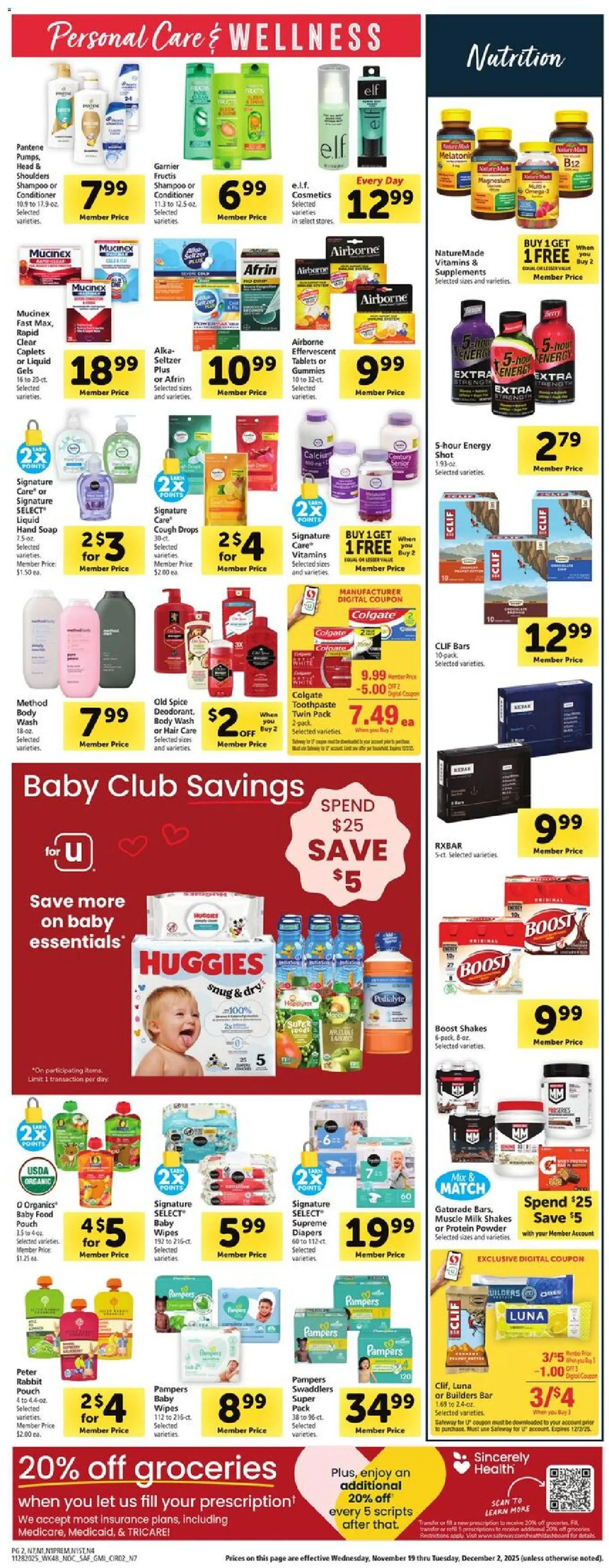 Safeway Weekly Ad - valid from 28.11.2025 | Page: 6 | Products: Protein Powder, Shampoo, Conditioner, Toothpaste