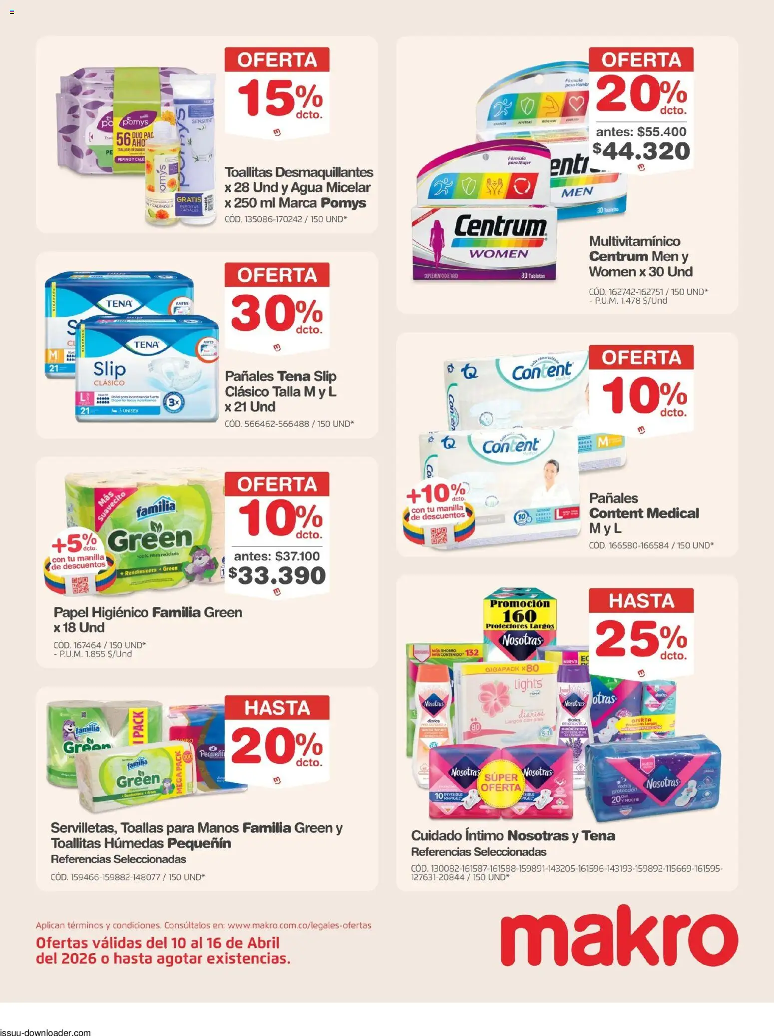 Makro revista - valida desde el 10.04.2026 | Página: 22 | Productos: Tableta, Suplemento dietario, Toallas, Papel higiénico
