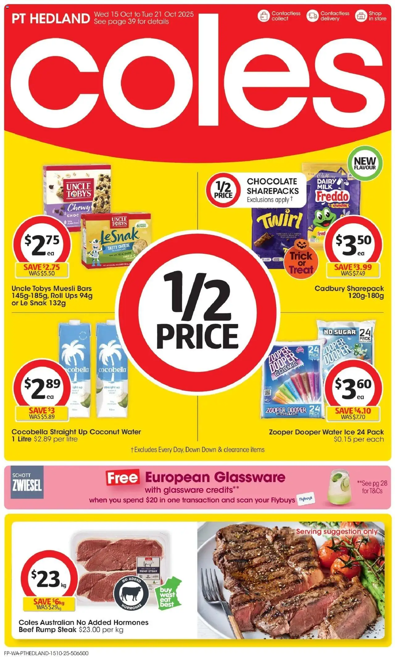 Coles catalogue - valid from 15.10.2025 | Page: 1 | Products: Dairy, Chocolate, Glassware, UPS