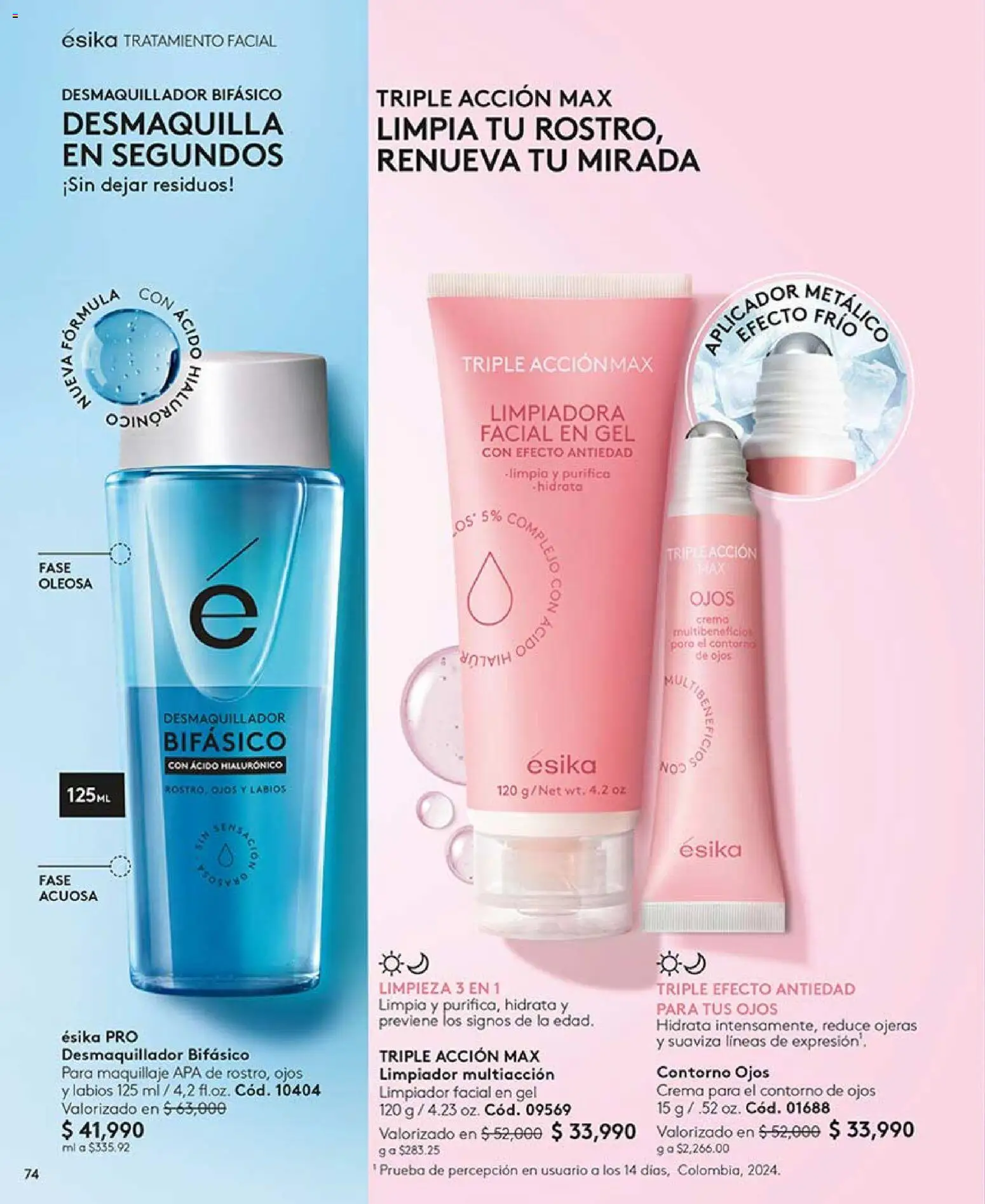 Ésika revista - valida desde el 03.04.2026 | Página: 74 | Productos: Limpiador, Limpiador facial, Maquillaje, Contorno