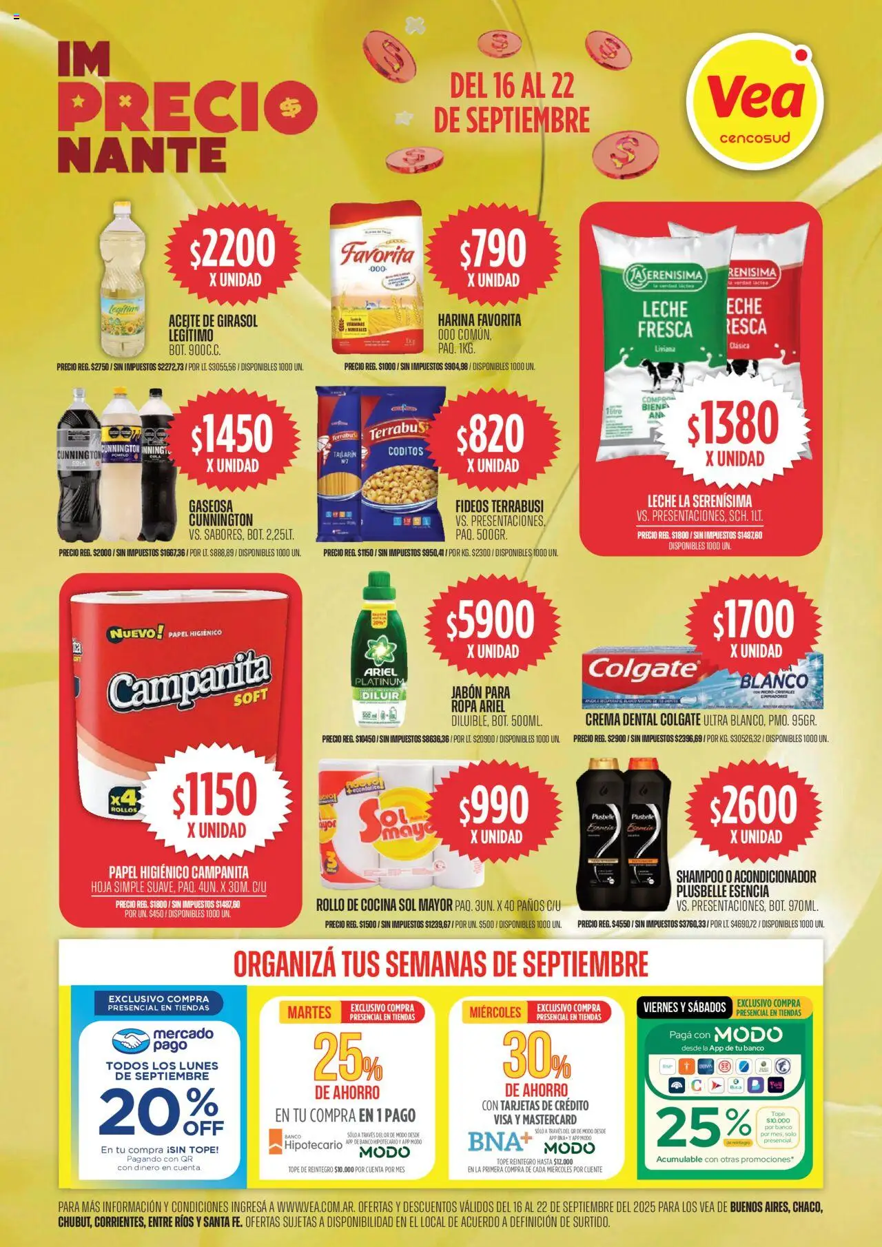 Vea ofertas │ válido desde el 16.09.2025 | Página: 1 | Productos: Papel higiénico, Cocina, Pomelo, Fideos