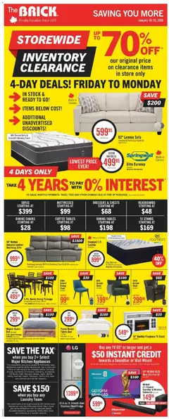 Preview of The Brick weekly flyer / circulaire from shop The Brick valid from 13.01.2026