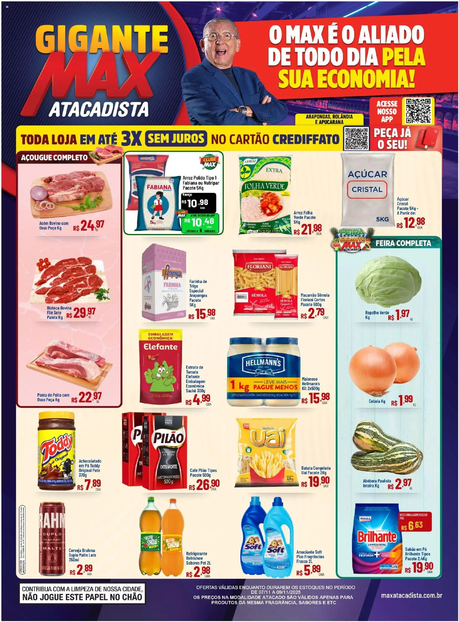 Max Atacadista Folheto - válido de 07.11.2025 | Página: 1 | Produtos: Cebola, Farinha de trigo, Refrigerante, Amaciante