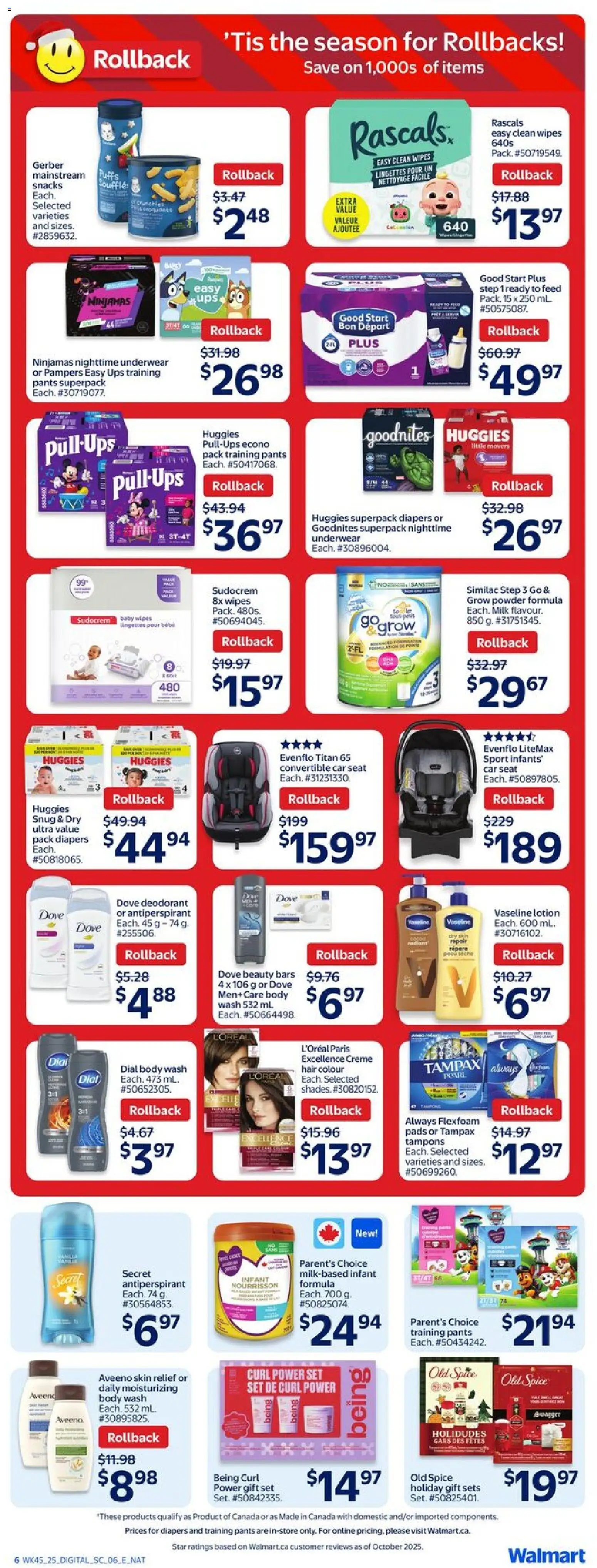 Walmart flyer valid from 04.12.2025 | Page: 9 | Products: Powder, Deodorant, Antiperspirant, Pants