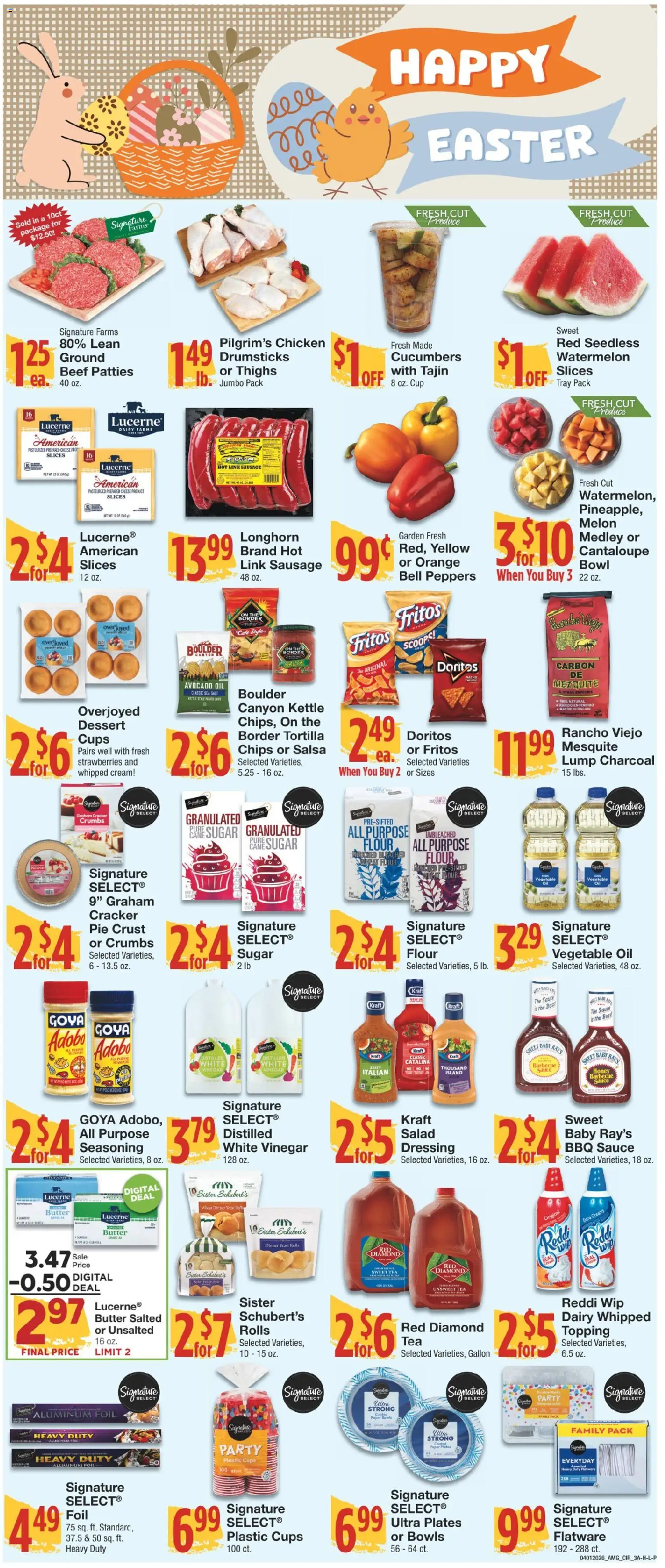 United Supermarkets Ad - valid from 31.03.2026 | Page: 3 | Products: Butter, Oil, Beef, Sugar
