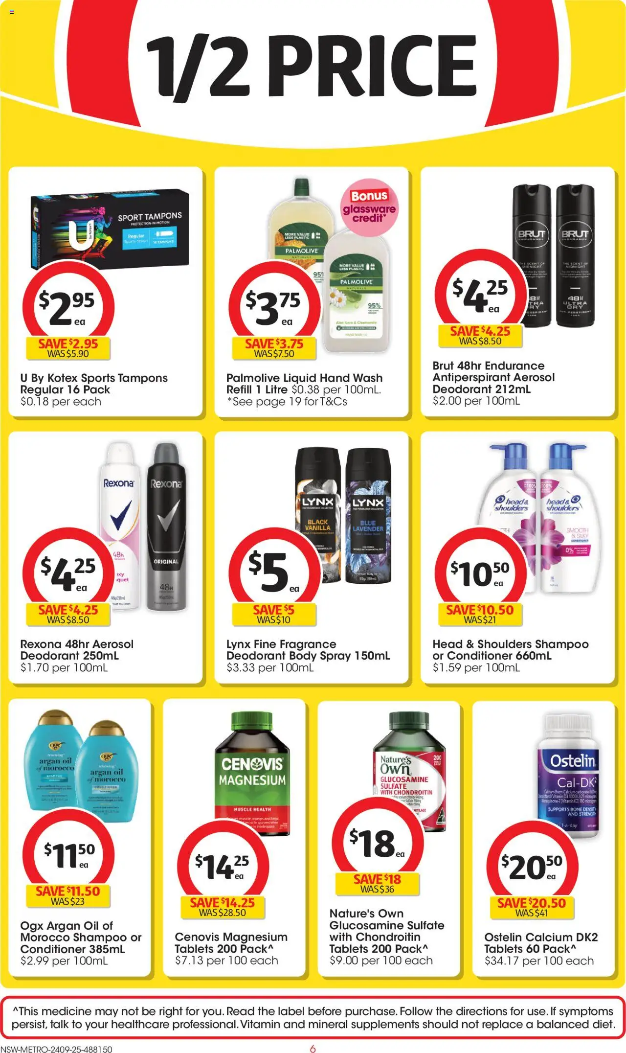 Coles catalogue - valid from 24.09.2025 | Page: 6 | Products: Oil, Deodorant, Tablets, Hand wash