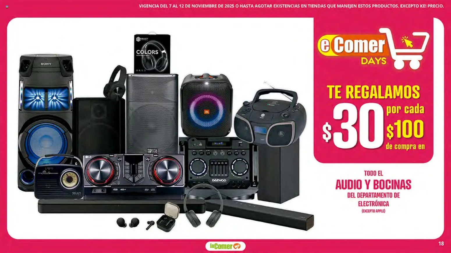 Nuevas ofertas de La Comer válidas en toda la República Mexicana desde el 07.11.2025. ¡Encuentra las mejores ofertas en La Comer folleto! | Página: 18 | Productos: Audio, Té