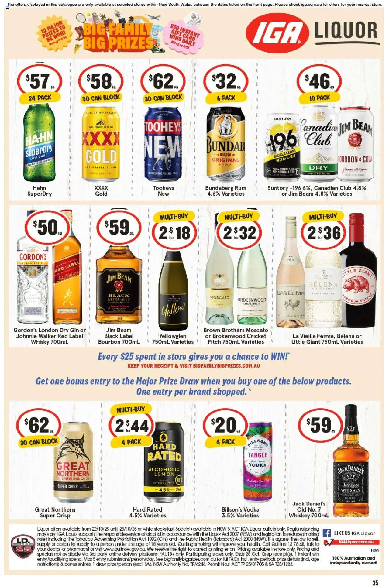 IGA catalogue - valid from 22.10.2025 | Page: 34 | Products: Bourbon, Gin, Whiskey, Lemon