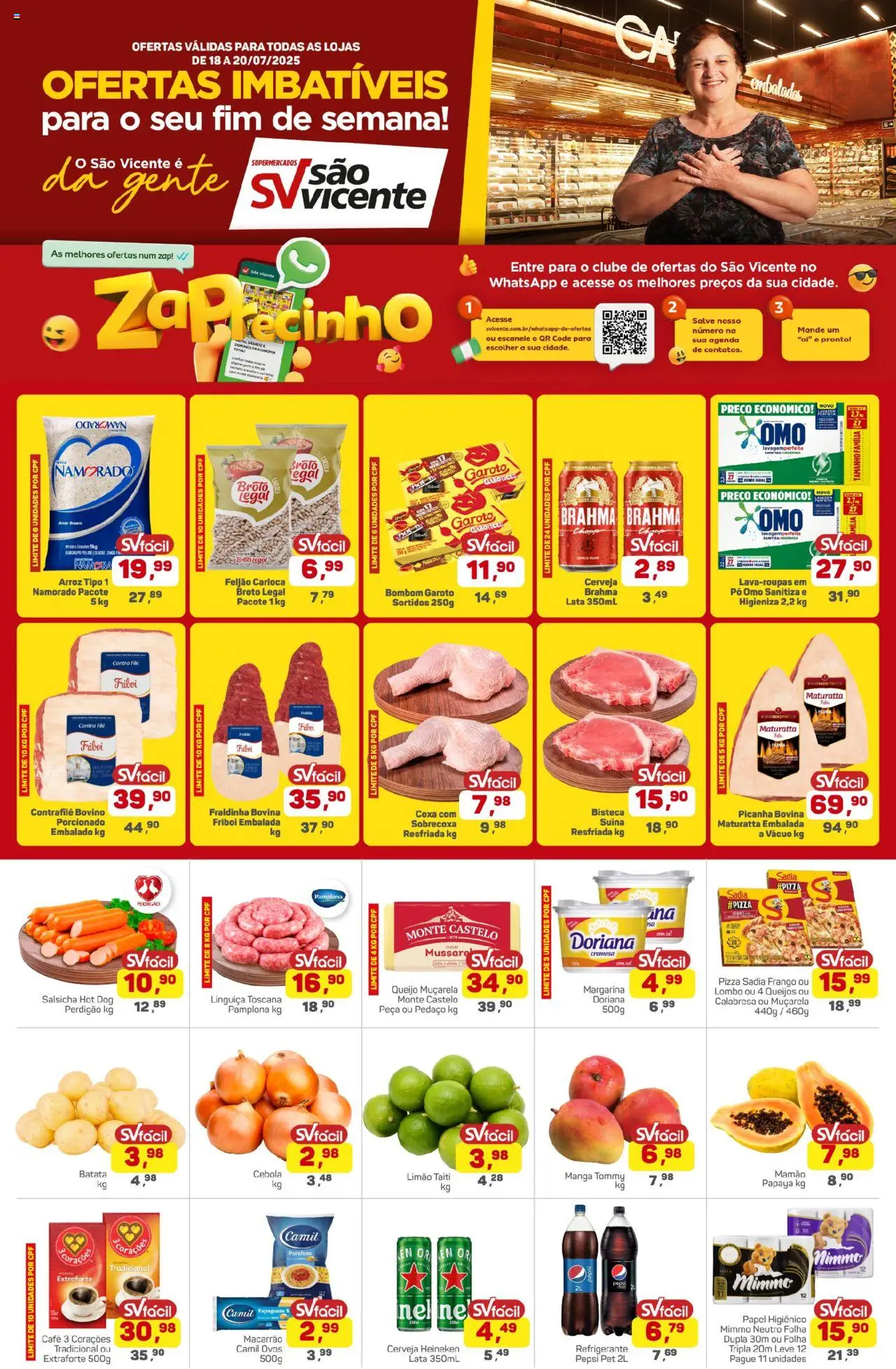 Supermercados São Vicente Folheto - válido de 18.07.2025 | Página: 1 | Produtos: Pó, Picanha, Ovos, Frango