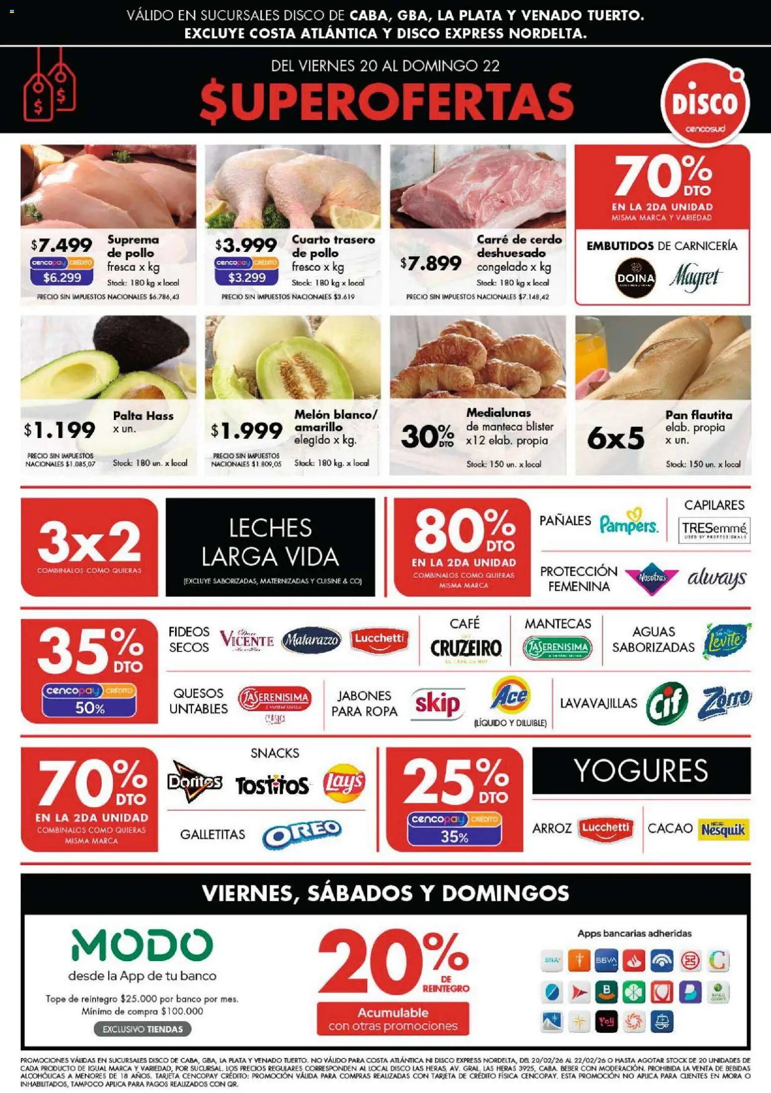 Disco ofertas │ válido desde el 20.02.2026 | Página: 1 | Productos: Disco, Galletitas, Pollo, Cerdo