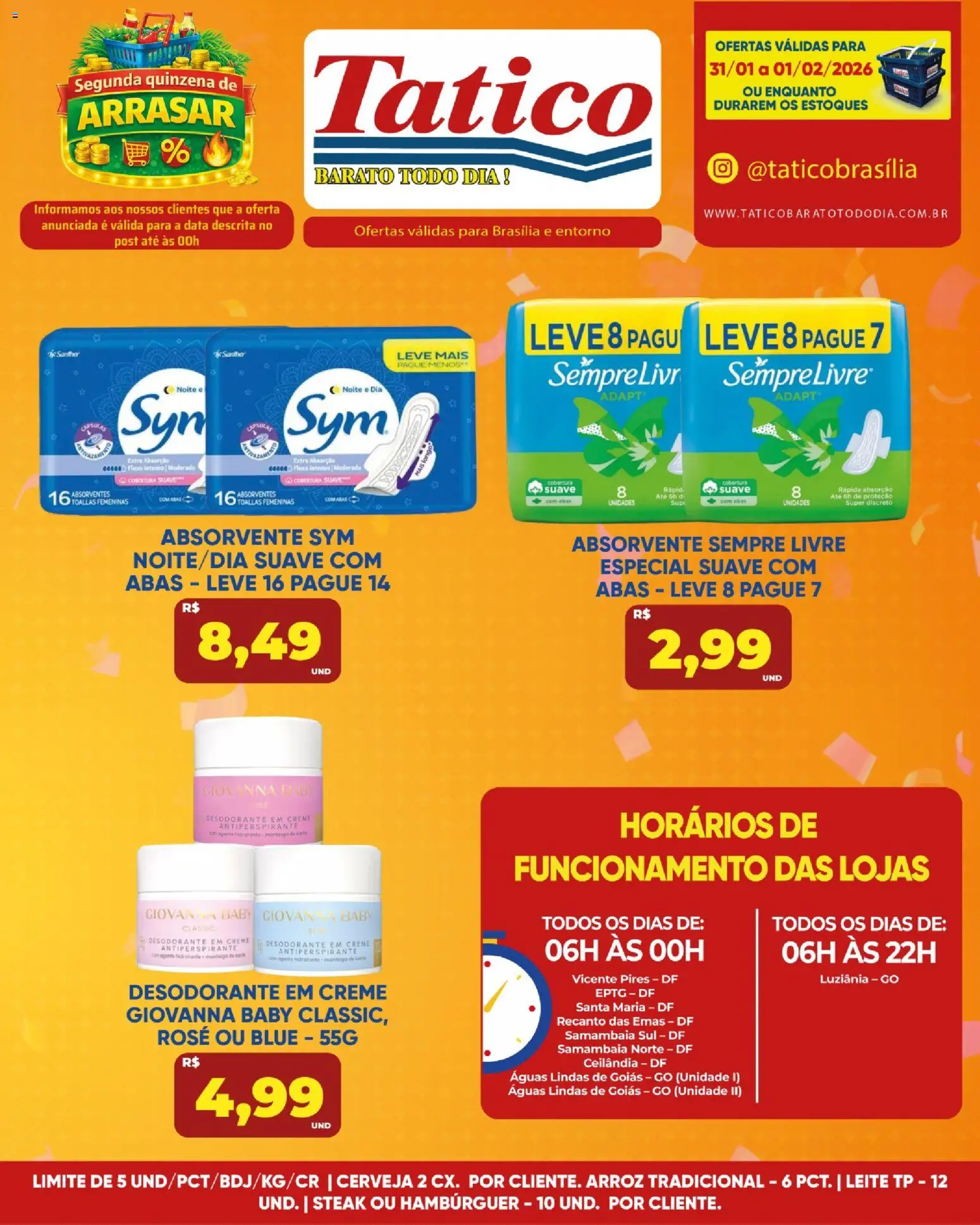 Tatico Folheto - válido de 31.01.2026 | Página: 15 | Produtos: Desodorante, Leite, Arroz, Absorvente
