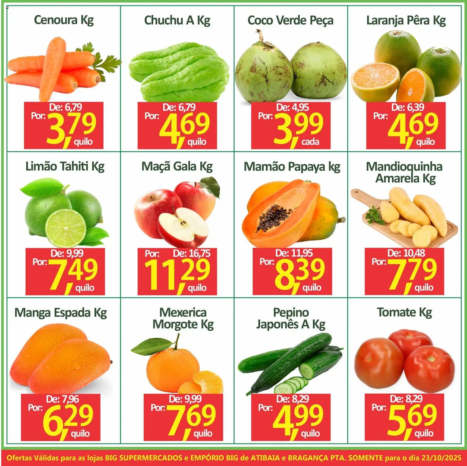 Big Supermercados Folheto - válido de 23.10.2025 | Página: 3 | Produtos: Coco, Mexerica, Pera, Cenoura
