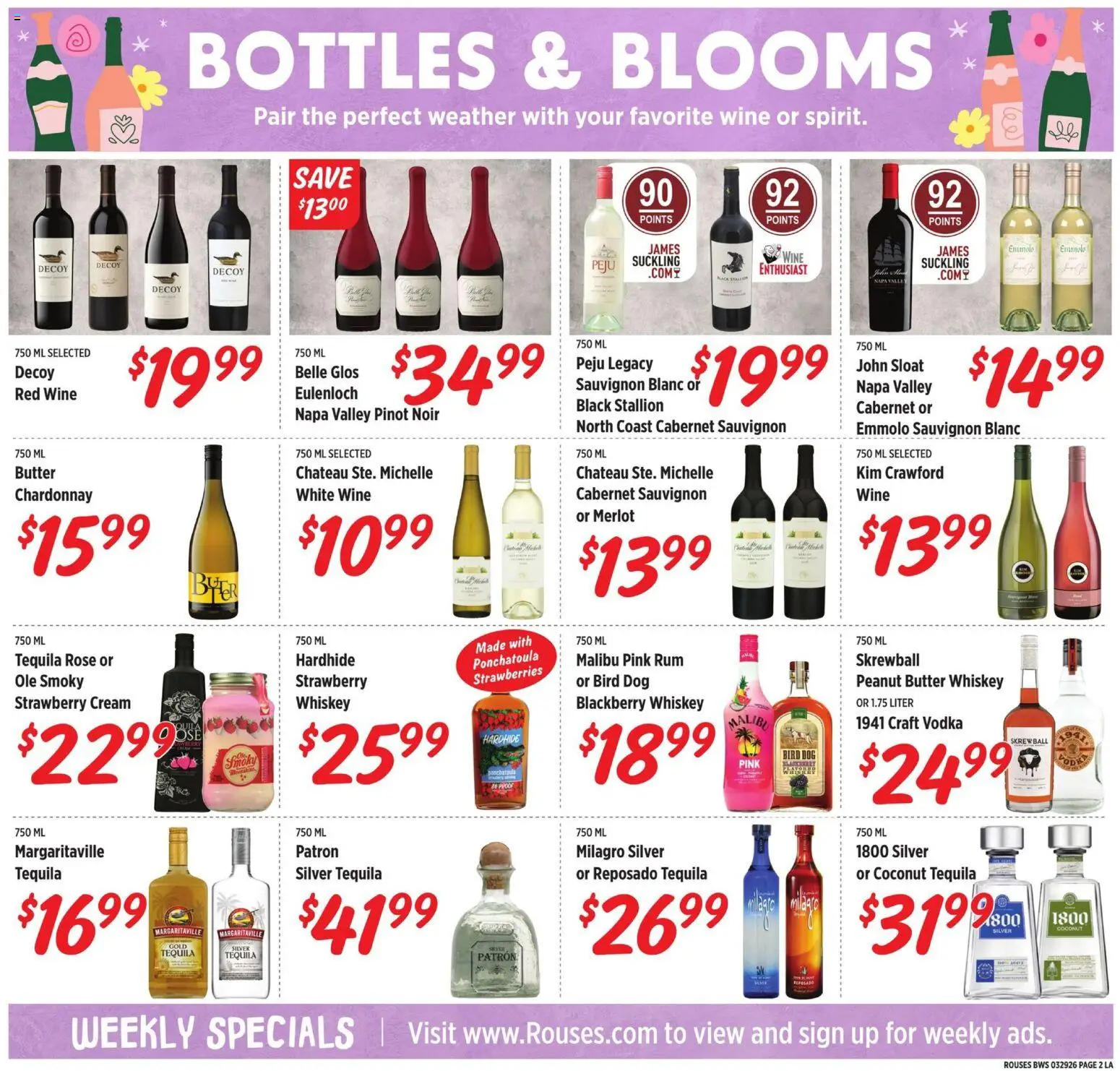 Rouses Monthly Alcohol Flyer - valid from 29.03.2026 | Page: 2 | Products: Butter, Strawberries, Cream, Whiskey