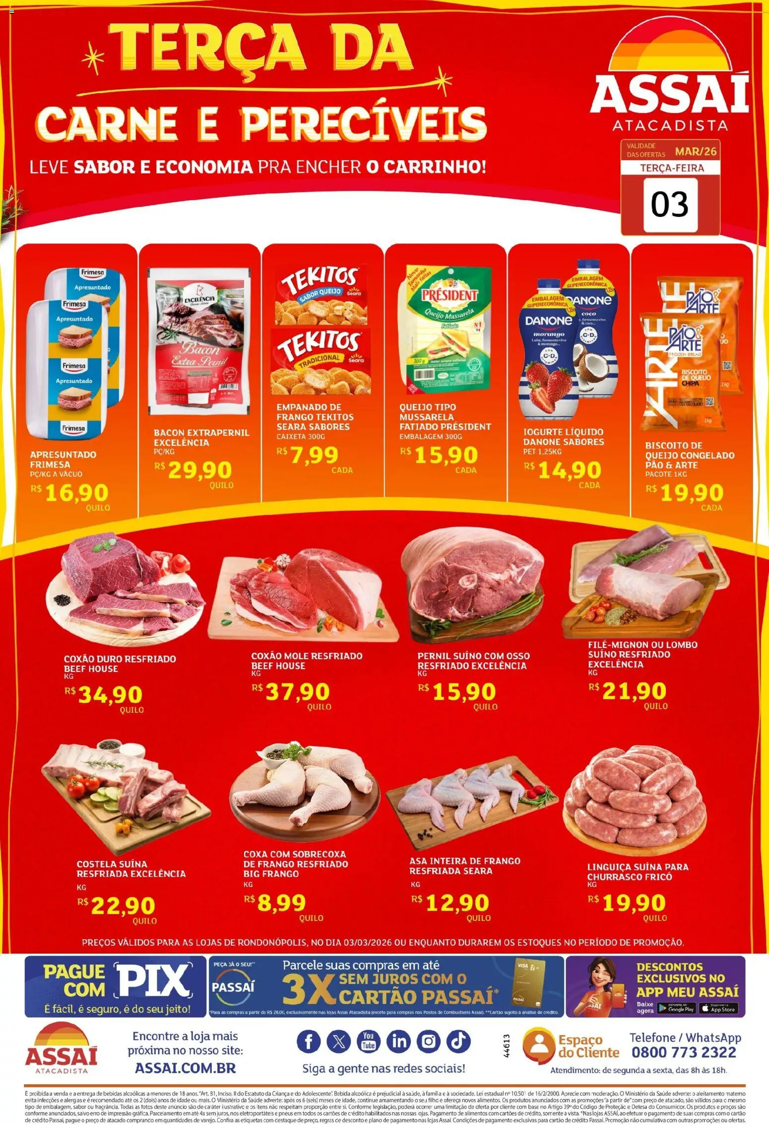 Assaí Atacadista Folheto - válido de 03.03.2026 | Página: 1 | Produtos: Linguiça, Lombo, Pernil, Frango