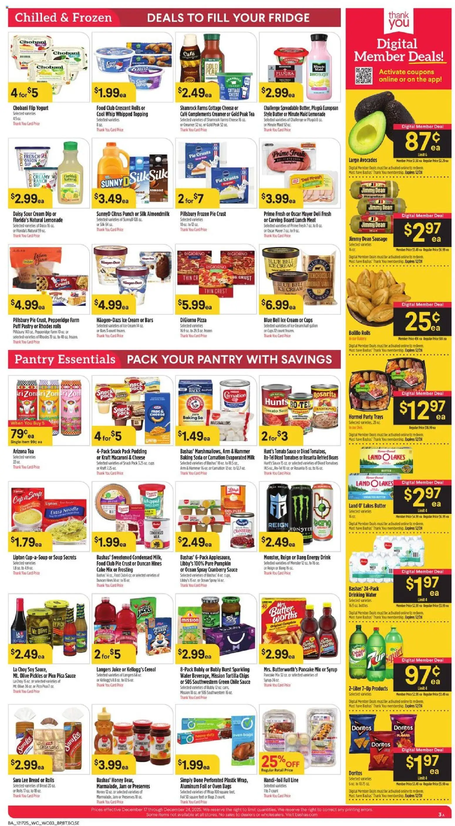 Basha's Weekly Ad - valid from 17.12.2025 | Page: 3 | Products: Pen, Milk, Butter, Pizza