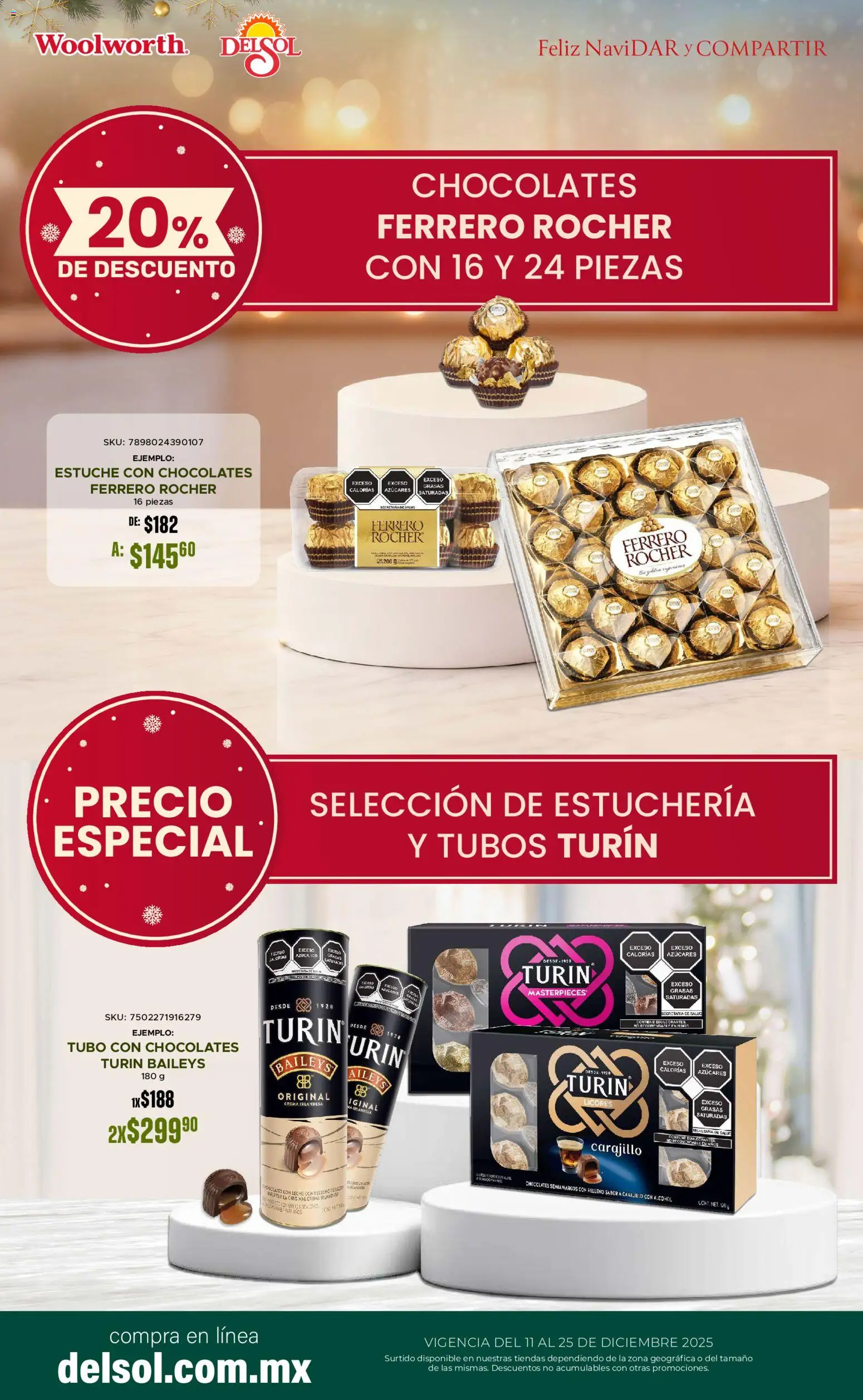 Nuevas ofertas de Del Sol y Woolworth válidas en toda la República Mexicana desde el 11.12.2025. ¡Encuentra las mejores ofertas en Del Sol y Woolworth catálogo! | Página: 22 | Productos: Crema, Leche, Estuche