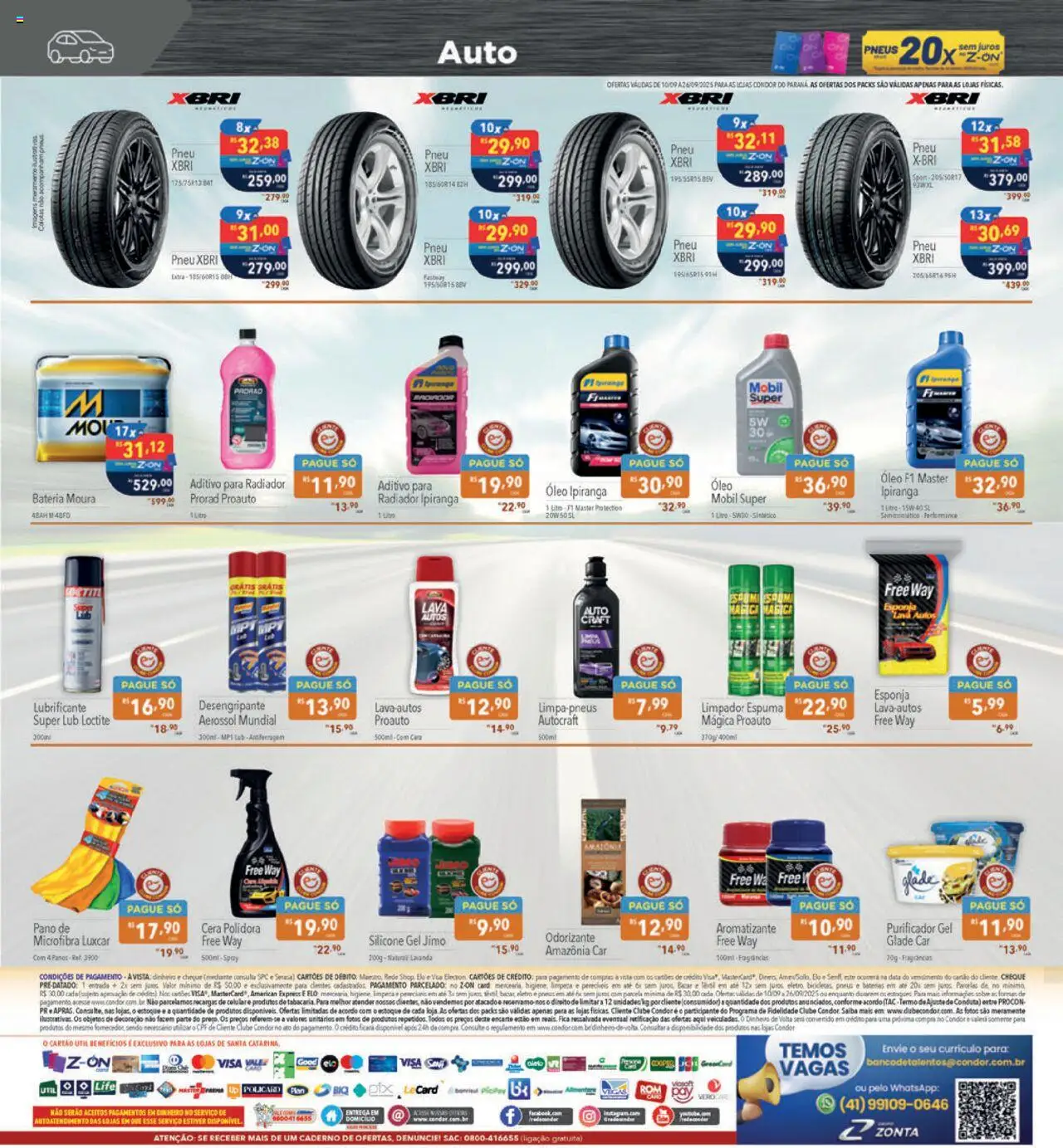 Supermercados Condor Folheto - válido de 10.09.2025 | Página: 32 | Produtos: Pneu, Purificador, Radiador, Cera