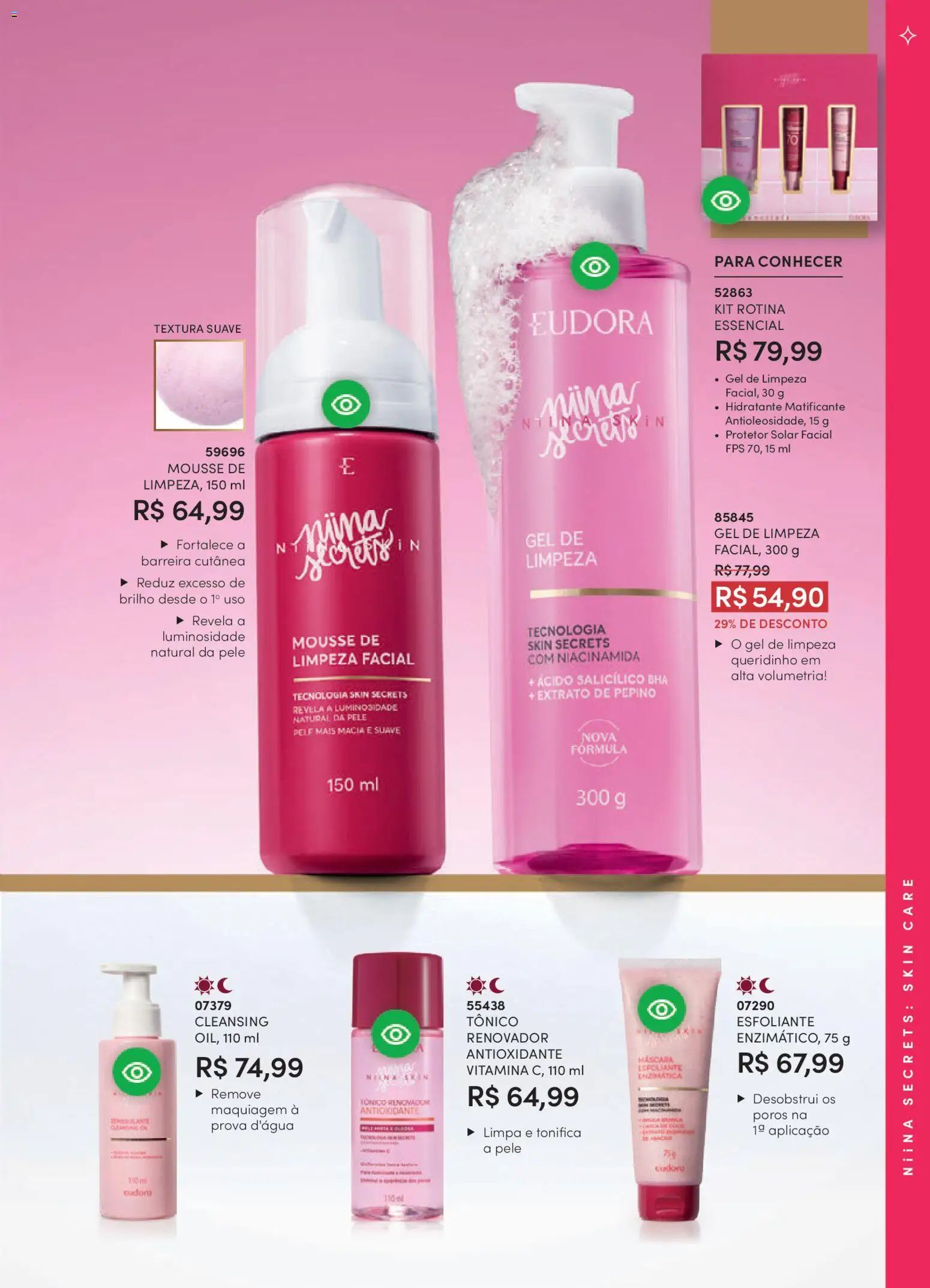 Eudora Folheto - válido de 29.10.2025 | Página: 88 | Produtos: Mousse, Maquiagem, Gel de limpeza, Protetor solar facial
