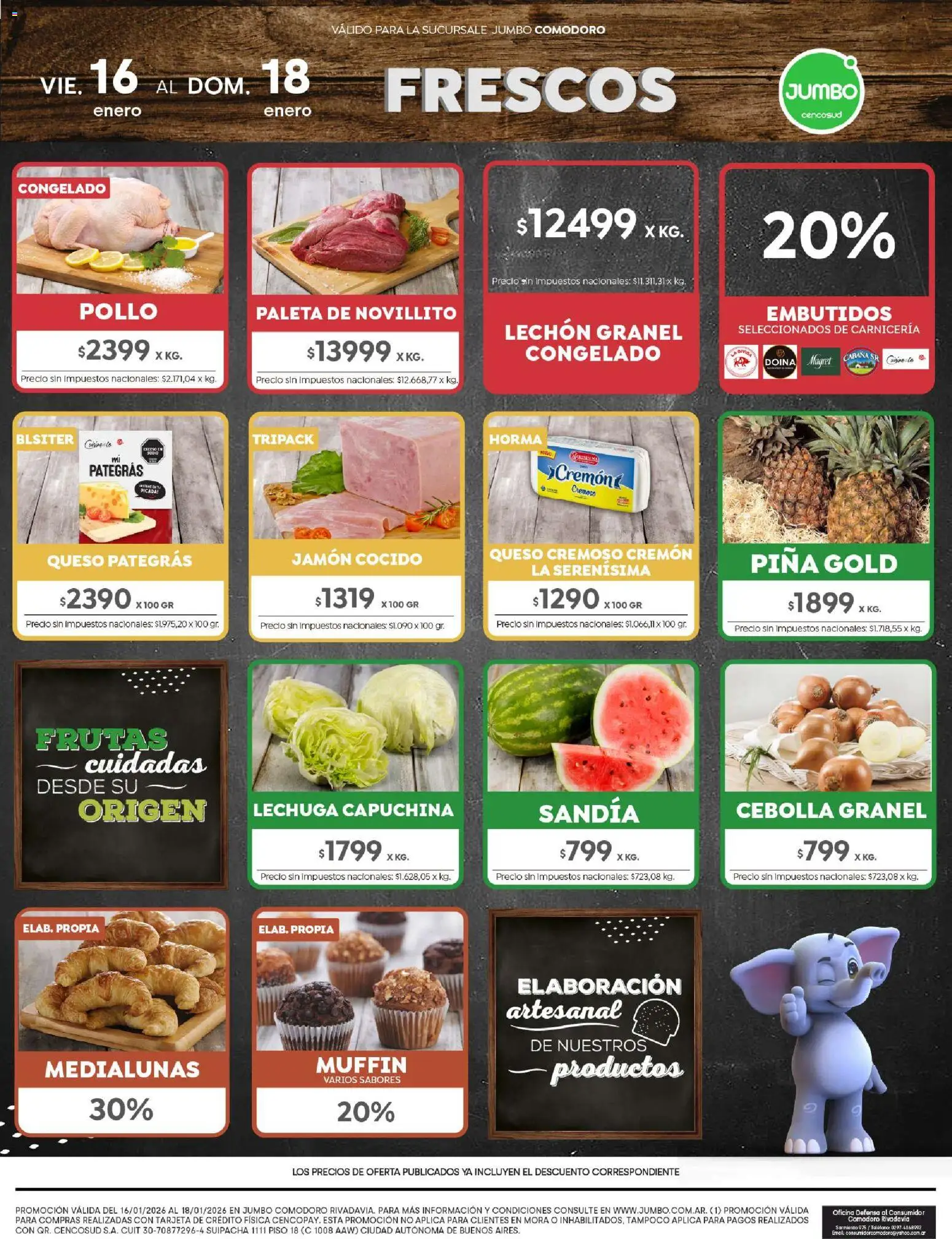 Jumbo - Ofertas | Comodoro │ válido desde el 16.01.2026 | Página: 7 | Productos: Pollo, Cebolla, Jamón cocido, Lechuga