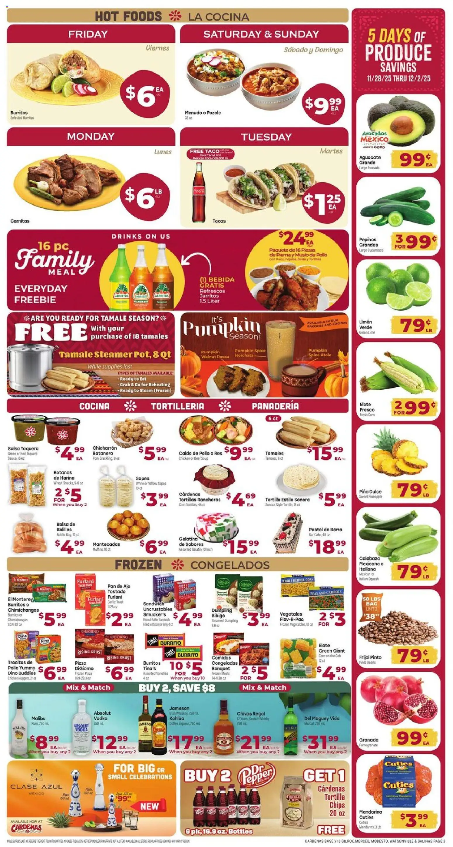 Cardenas Weekly Ad - CA - valid from 28.11.2025 | Page: 3 | Products: Corn, Mandarins, Pizza, Pepper
