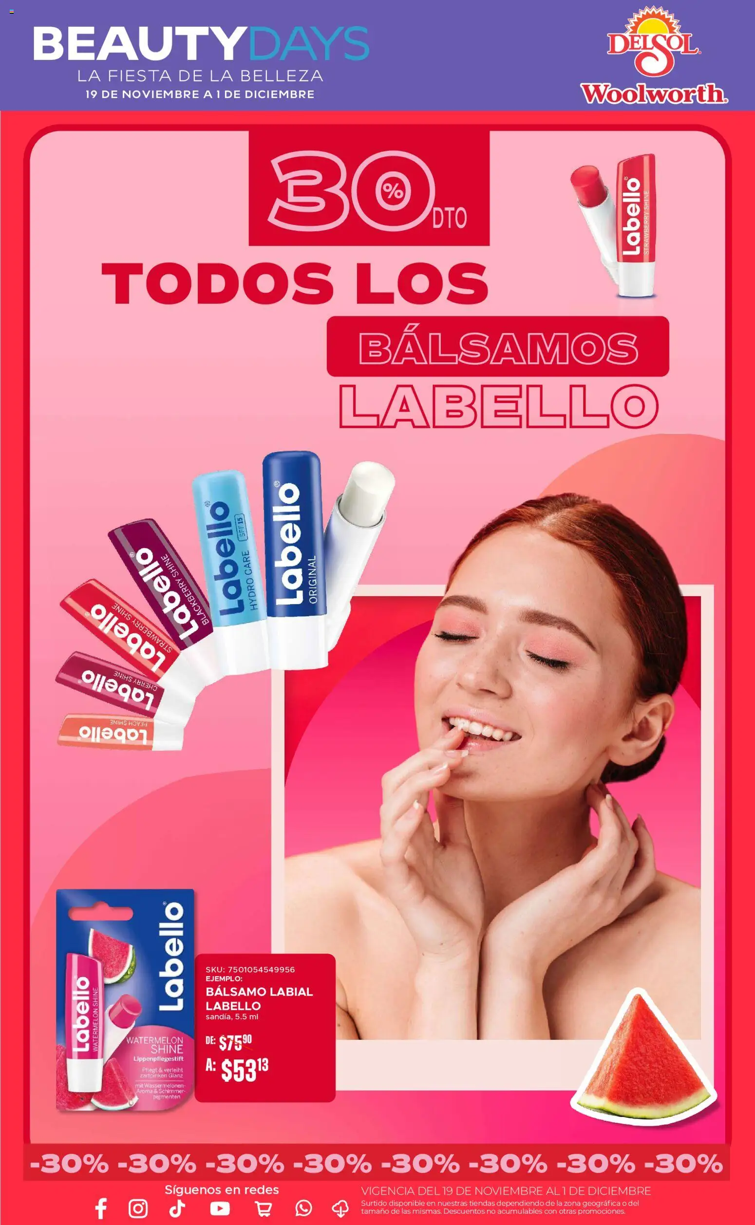 Nuevas ofertas de Del Sol y Woolworth válidas en toda la República Mexicana desde el 19.11.2025. ¡Encuentra las mejores ofertas en Del Sol y Woolworth Beauty Days! | Página: 8 | Productos: Bálsamo