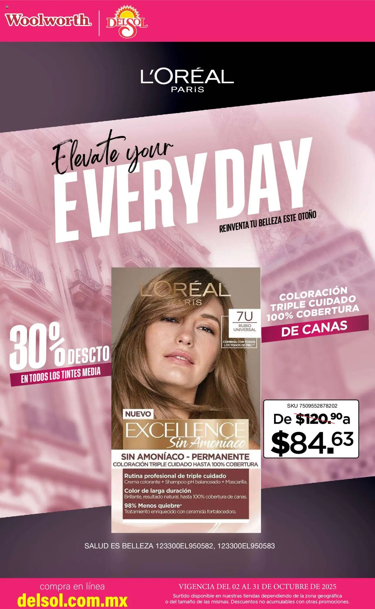 Nuevas ofertas de Del Sol y Woolworth válidas en toda la República Mexicana desde el 02.10.2025. ¡Encuentra las mejores ofertas en Del Sol y Woolworth - Catálogo La Fiesta de la Belleza! | Página: 8 | Productos: Crema