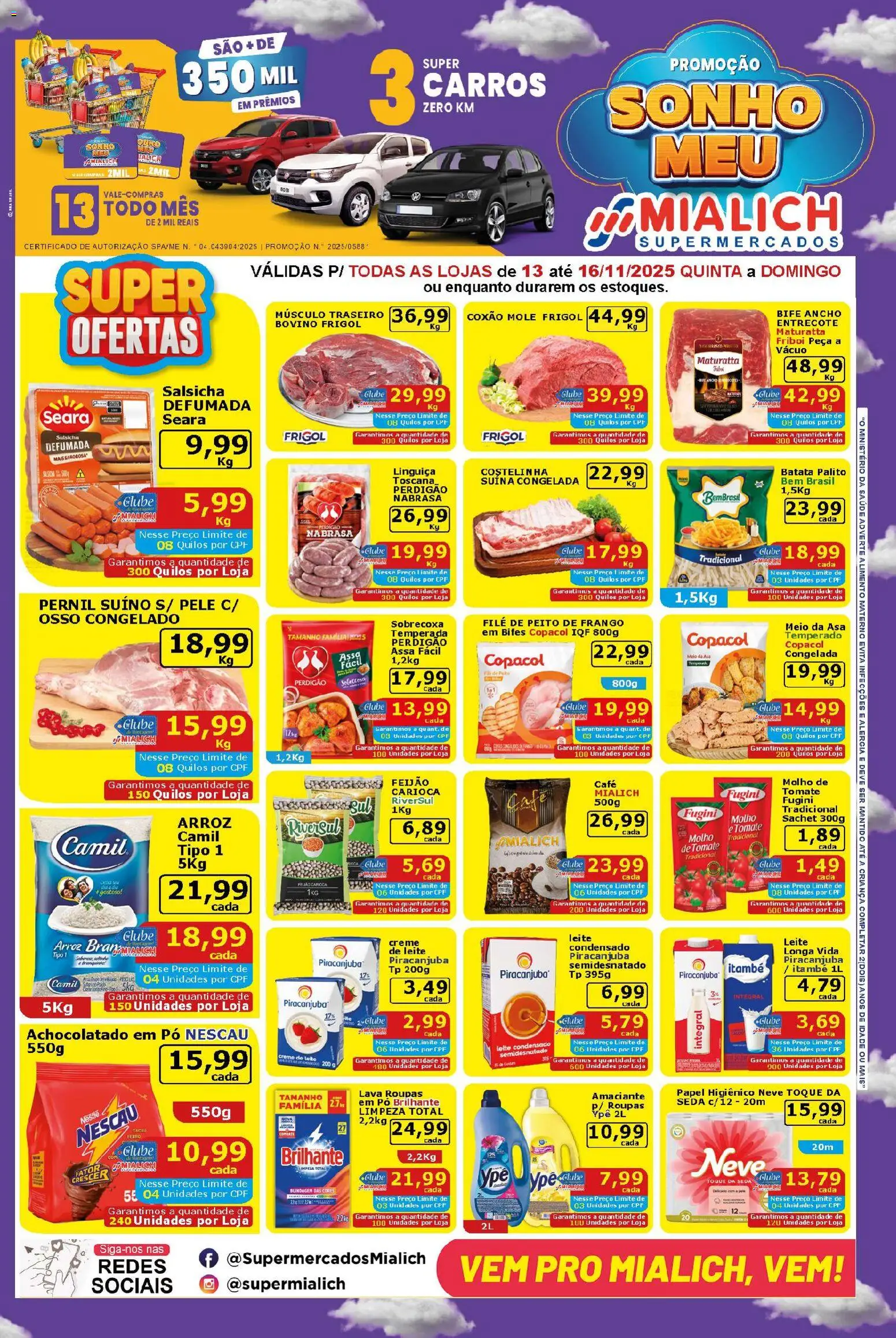 Mialich Supermercados Folheto - válido de 13.11.2025 | Página: 1 | Produtos: Mialich