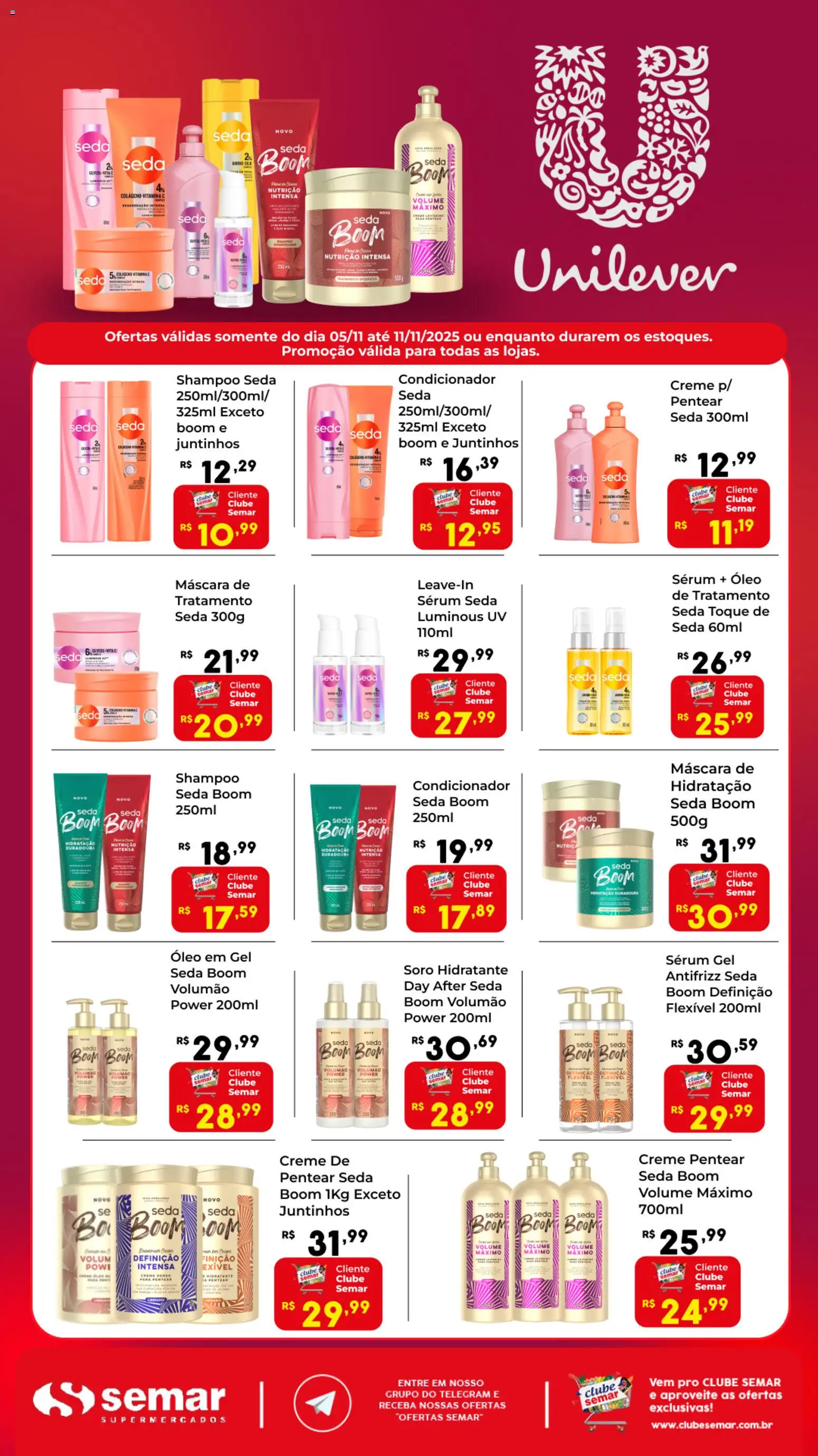 Semar Supermercado Folheto - válido de 05.11.2025 | Página: 1 | Produtos: Shampoo, Óleo, Sérum, Creme