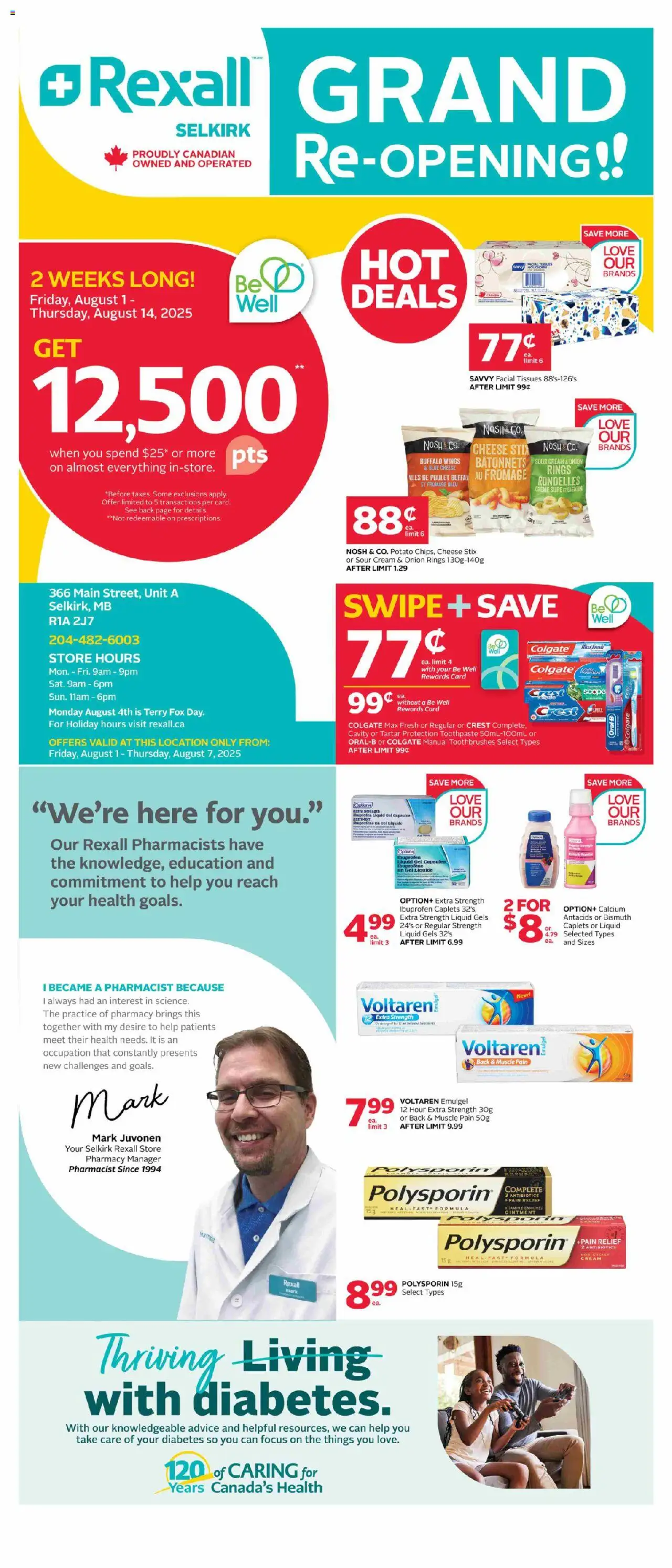 Rexall flyer valid from 01.08.2025 | Page: 1 | Products: Sour cream, Cream, Toothpaste, Cheese