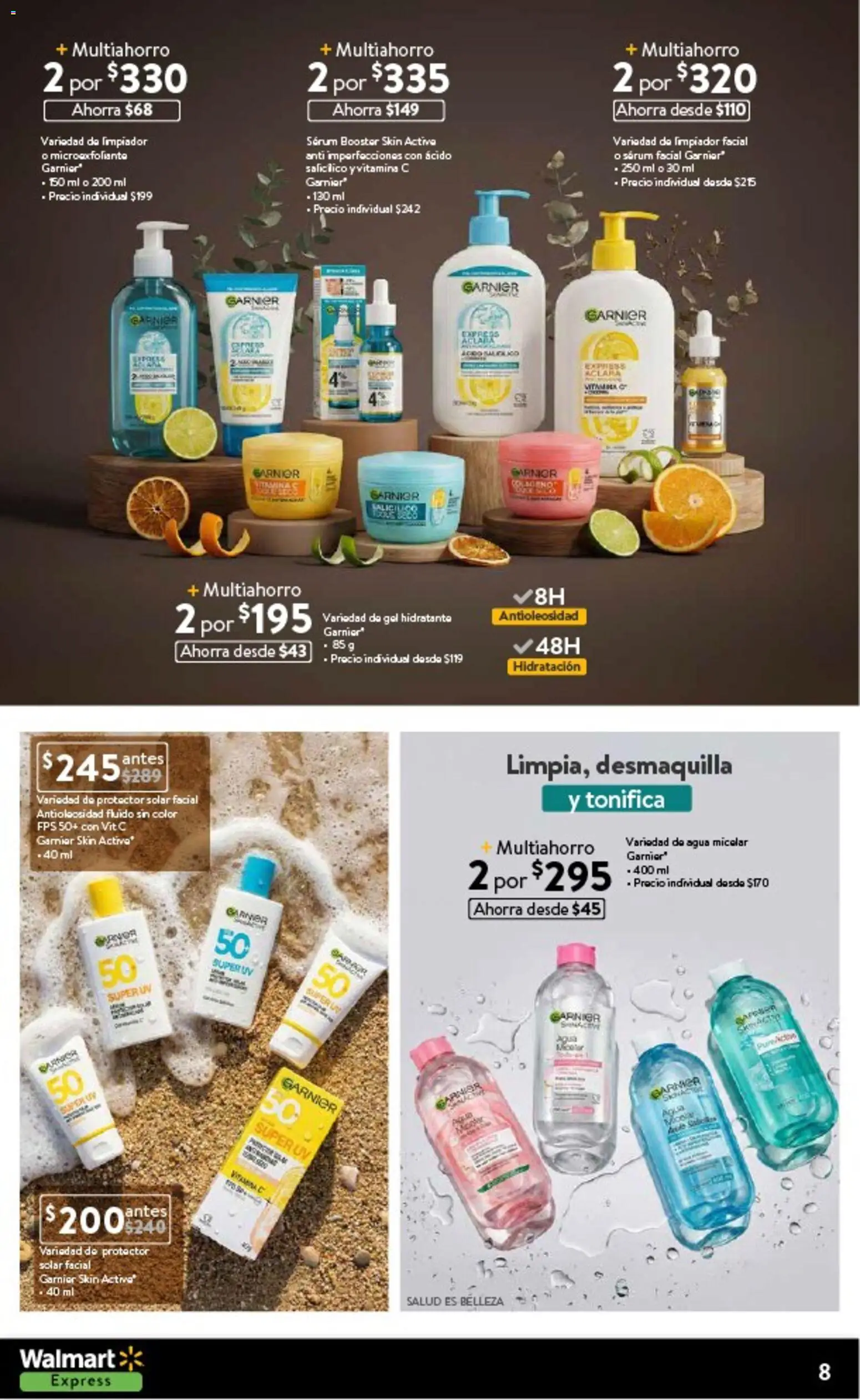 Nuevas ofertas de Walmart Express válidas en toda la República Mexicana desde el 11.02.2026. ¡Encuentra las mejores ofertas en Walmart Express folleto! | Página: 8 | Productos: Serum, Limpiador facial, Agua micelar, Protector solar