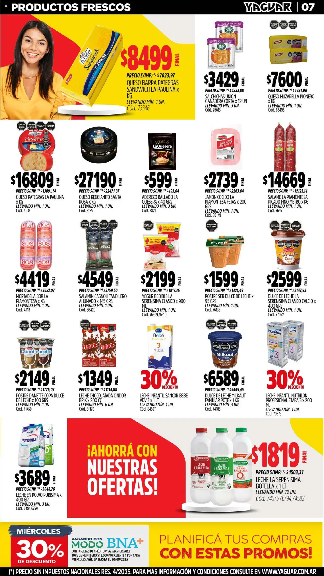 Yaguar - Trelew │ válido desde el 15.09.2025 | Página: 8 | Productos: Jamón cocido, Aderezo, Dulce de leche, Chocolatada