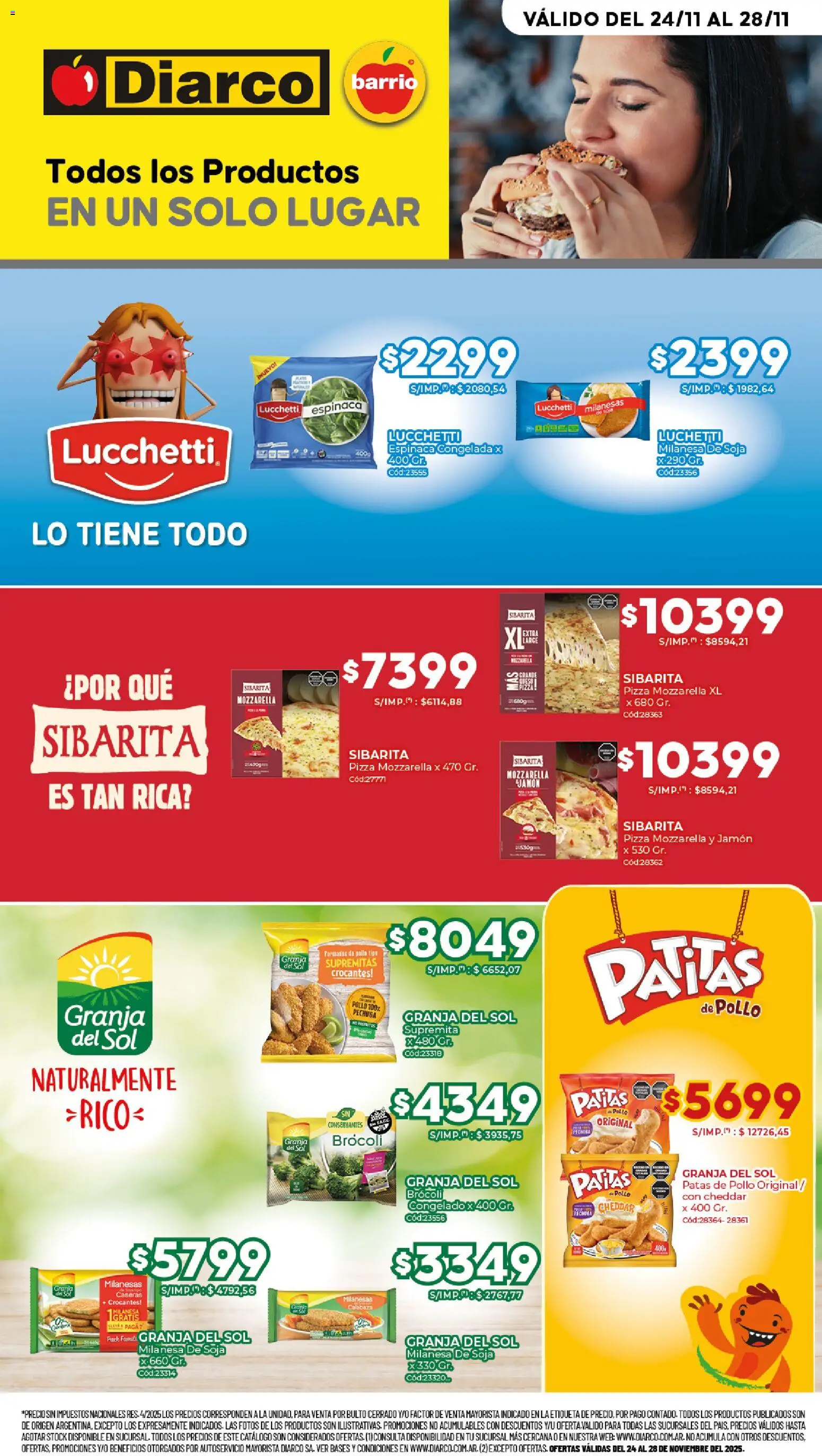 Diarco - Especial Congelados │ válido desde el 24.11.2025 | Página: 1 | Productos: Pollo, Milanesa, Brocoli, Espinaca