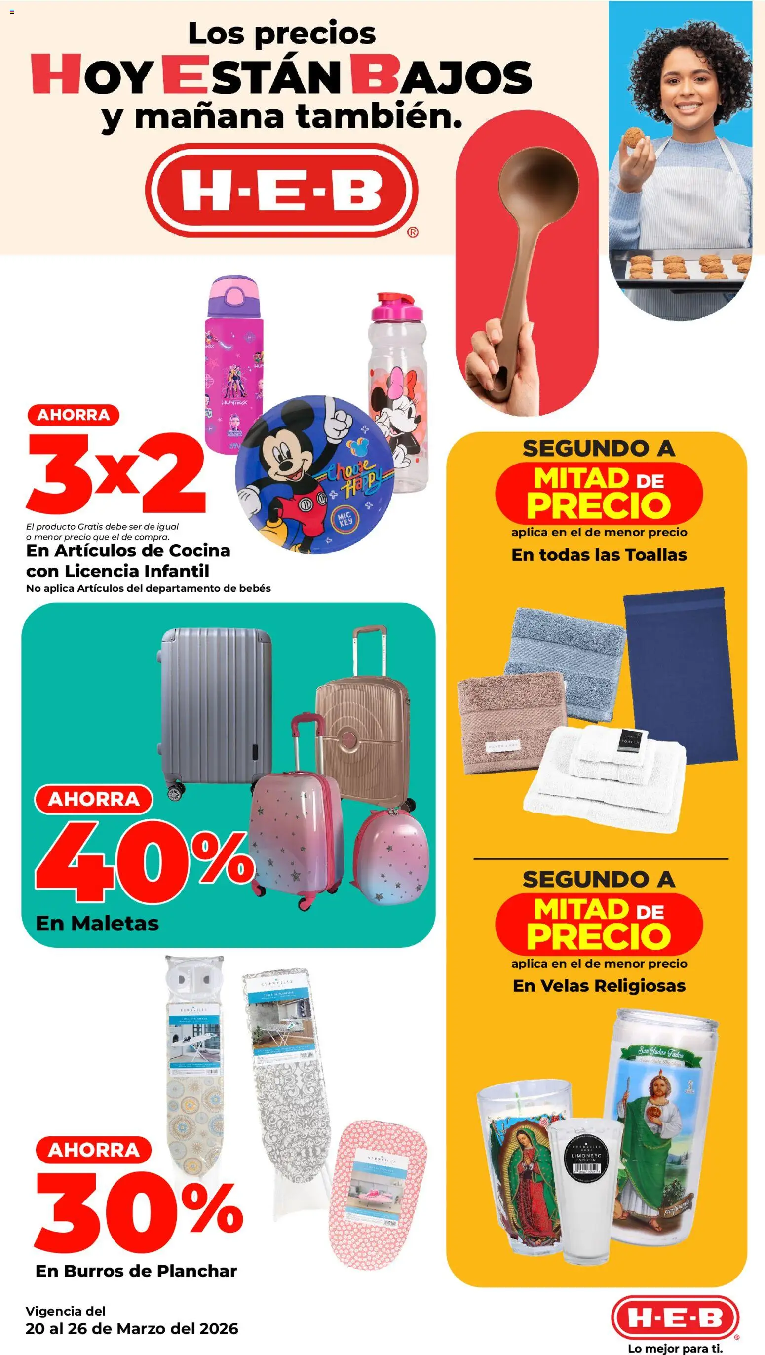 Nuevas ofertas de H-E-B válidas en toda la República Mexicana desde el 20.03.2026. ¡Encuentra las mejores ofertas en H-E-B folleto! | Página: 13 | Productos: Toalla, Cocina, Toallas