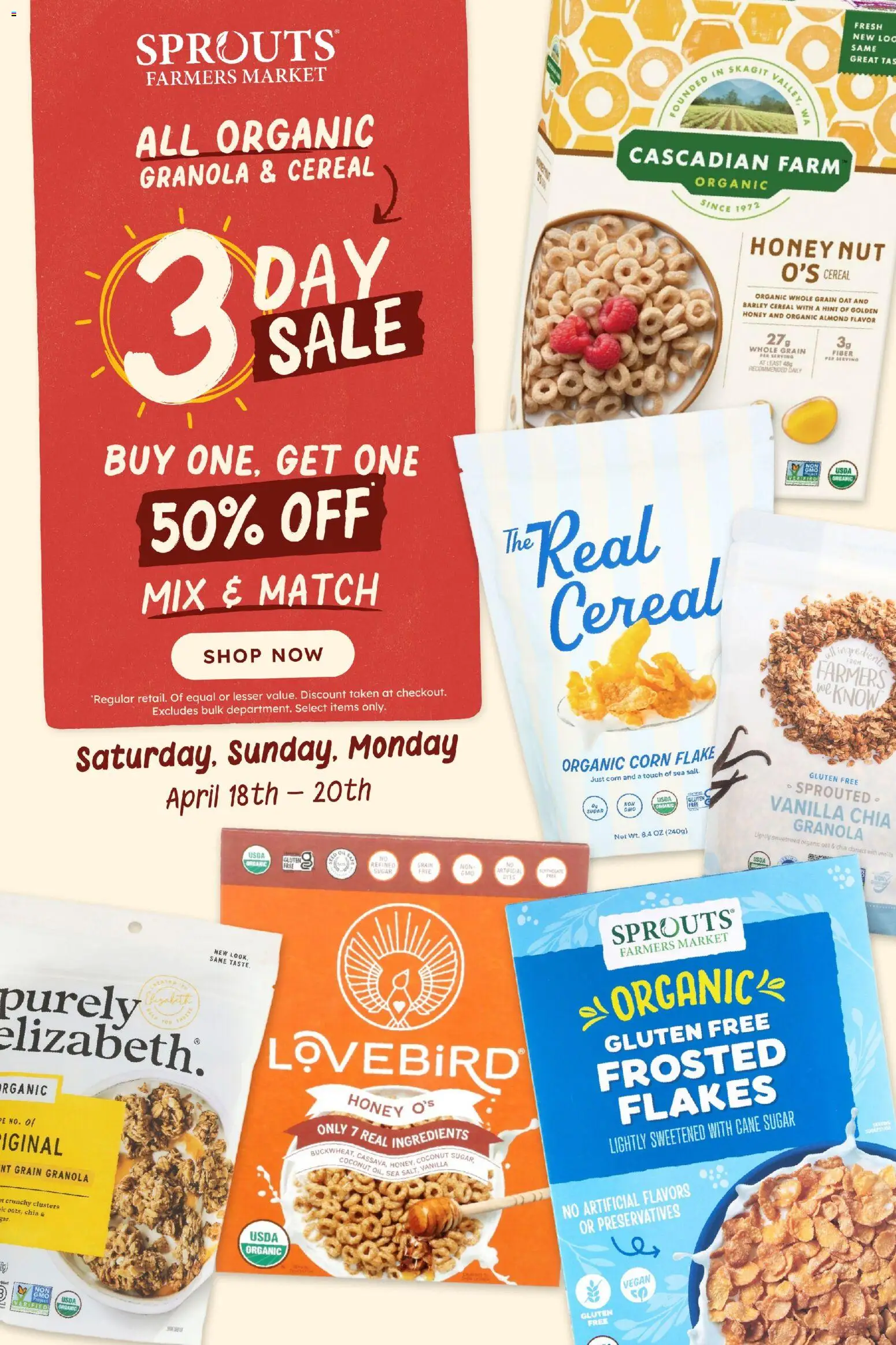 Sprouts Weekly Ad - valid from 15.04.2026 | Page: 1 | Products: Corn, Flakes, Sugar