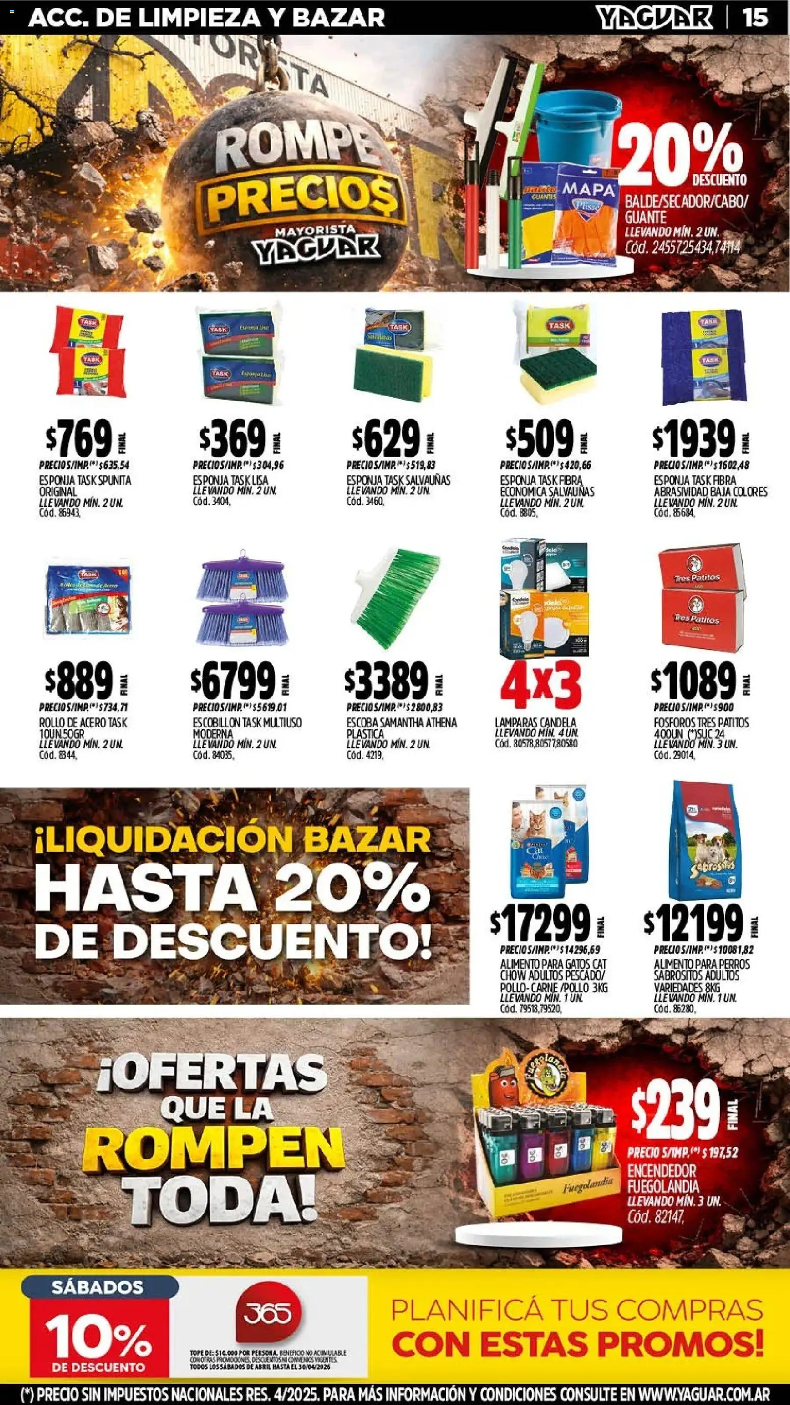 Yaguar - Oferta Semanal General Roca │ válido desde el 13.04.2026 | Página: 16 | Productos: Fósforos, Guante, Esponja, Escobillon