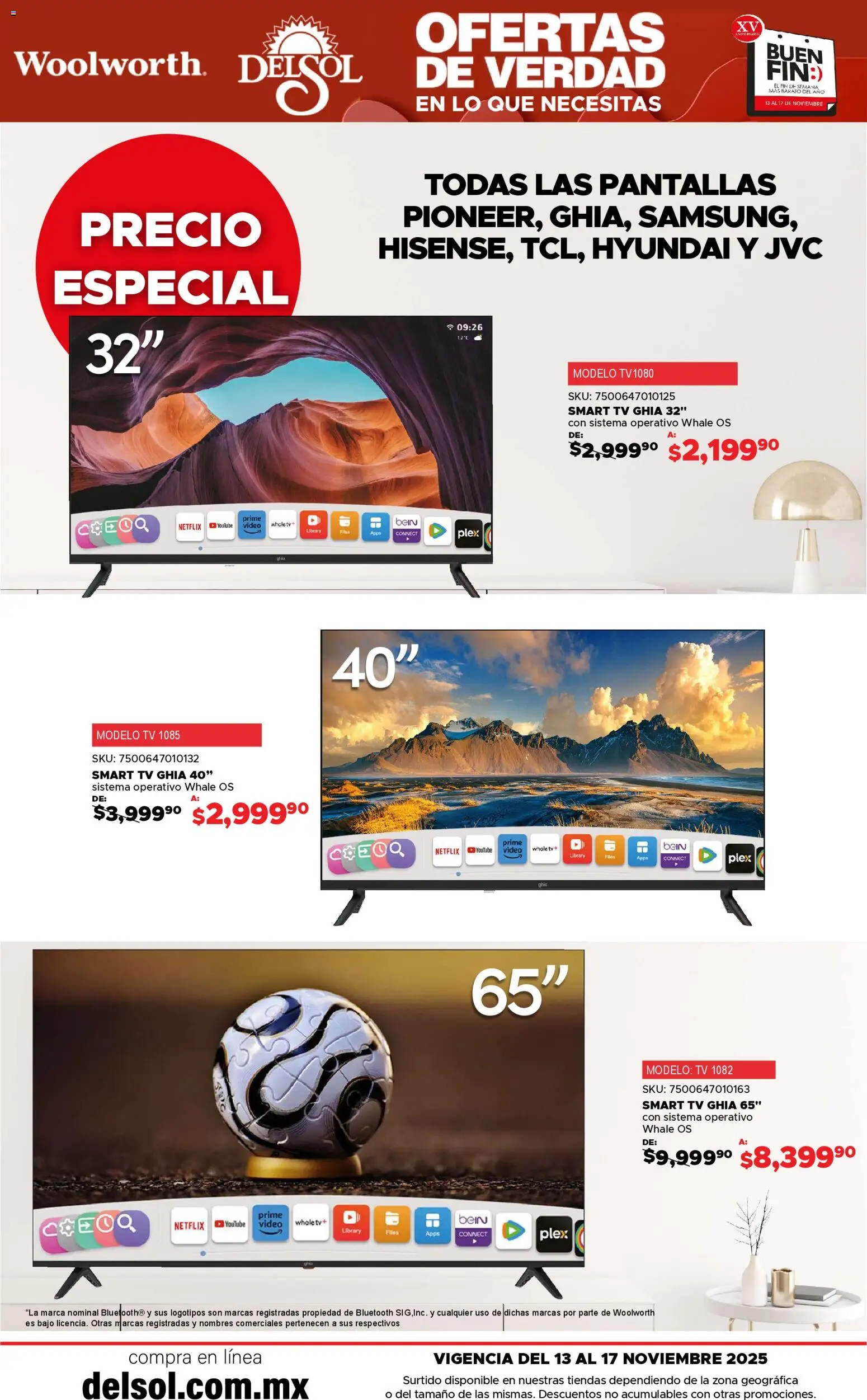 Nuevas ofertas de Del Sol y Woolworth válidas en toda la República Mexicana desde el 13.11.2025. ¡Encuentra las mejores ofertas en Del Sol y Woolworth Buen fin! | Página: 14 | Productos: Pantallas, Video