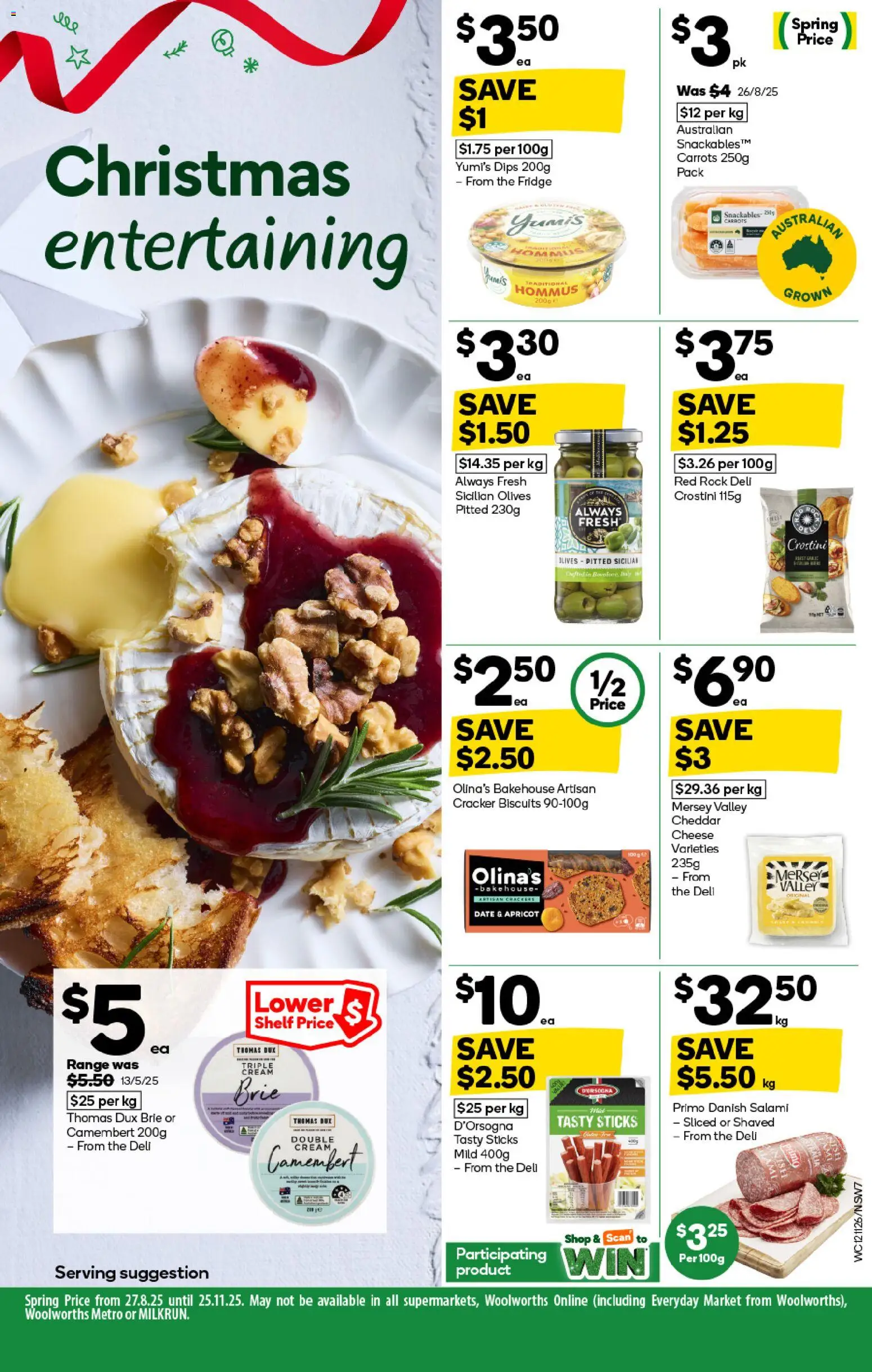Woolworths catalogue - valid from 12.11.2025 | Page: 7 | Products: Cheese, Olives, Carrots, Cream