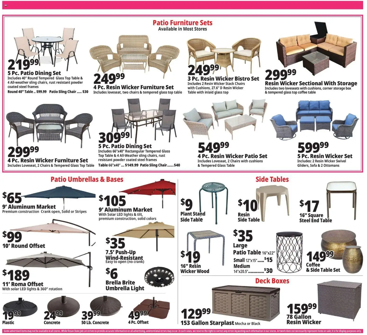 Ocean State Job Lot Weekly Ad - valid from 02.04.2026 | Page: 6 | Products: Coffee table, Powder, Sectional, Umbrella