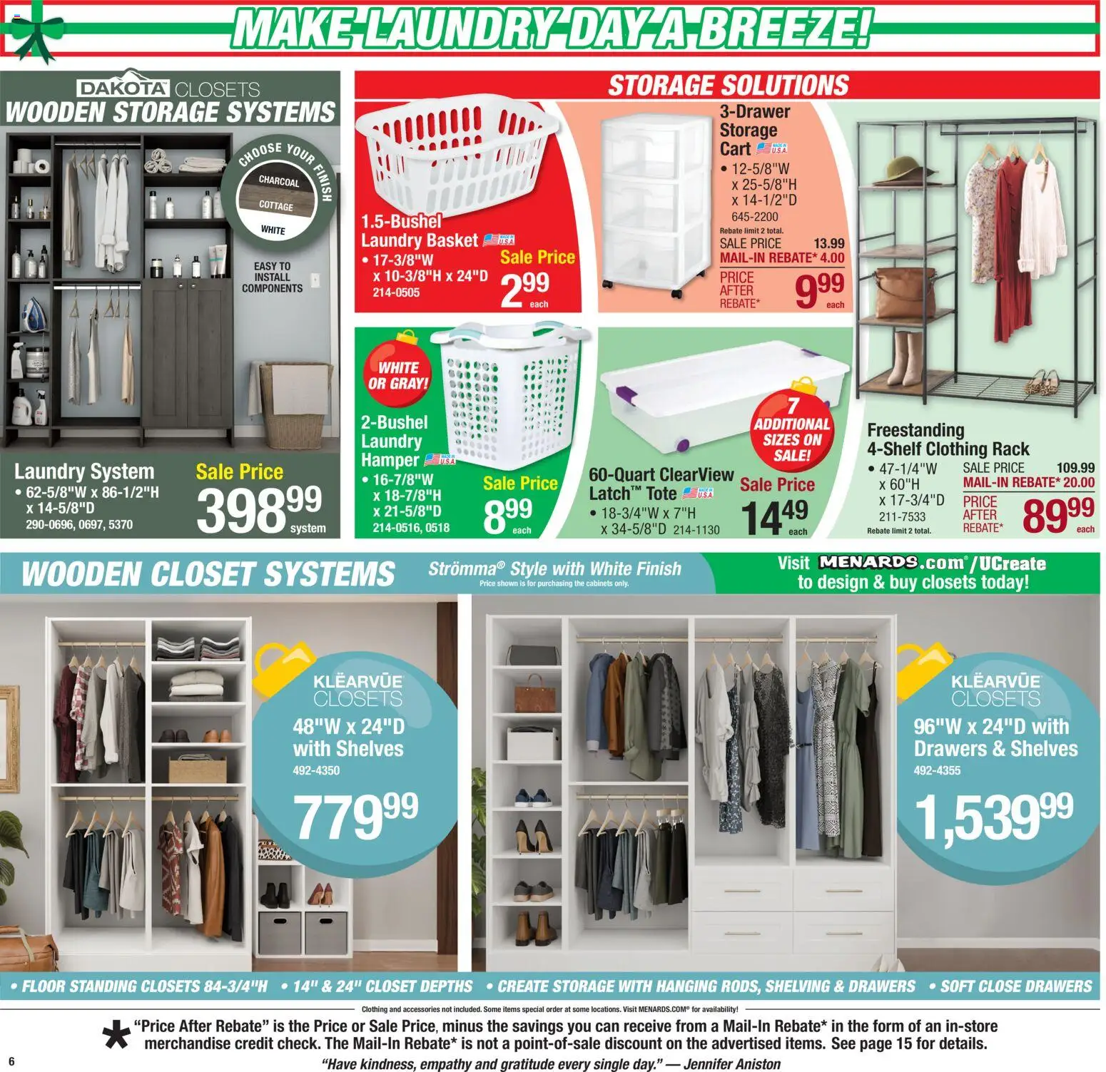 Menards - Weekly Ad - valid from 29.11.2025 | Page: 7 | Products: Basket, Closet, Peach