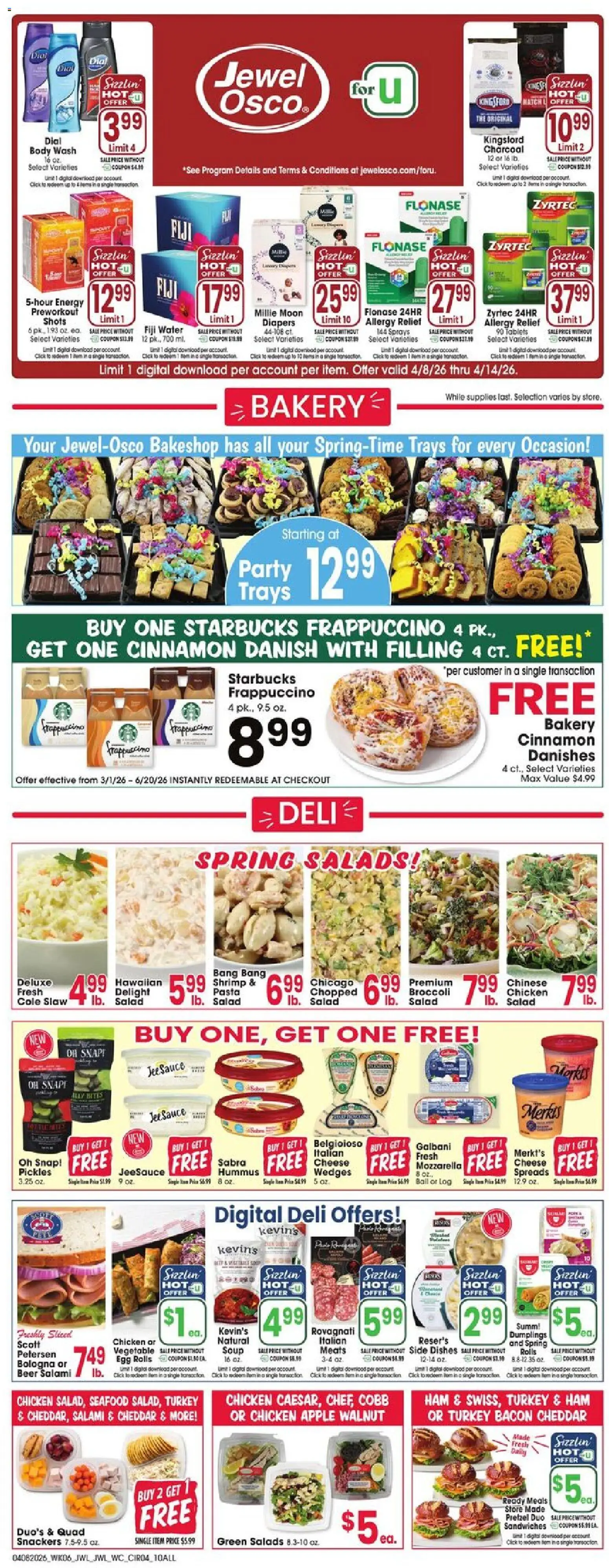 Jewel Osco Weekly Ad - IL - valid from 08.04.2026 | Page: 4 | Products: Wc, Cheese, Beer, Salad