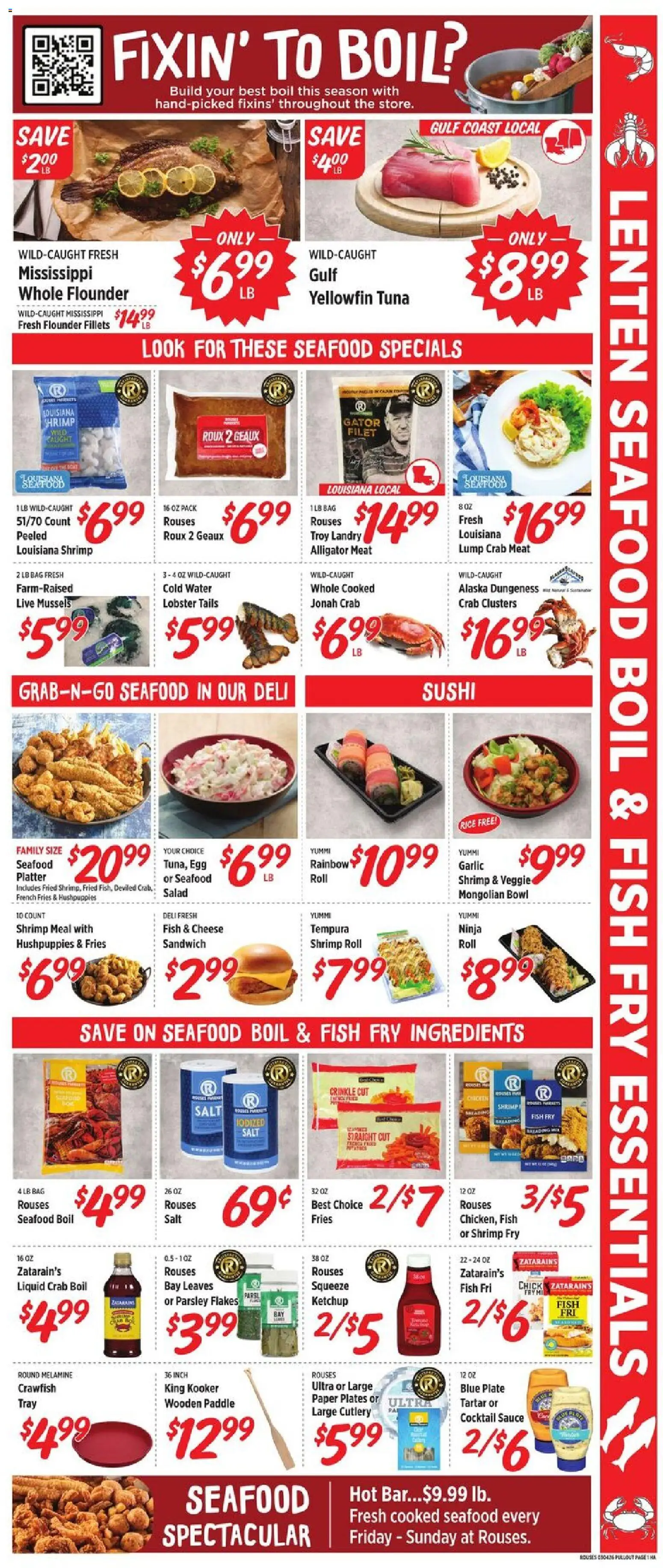 Rouses Weekly Ad - MS - valid from 04.03.2026 | Page: 3 | Products: Rice, Seafood, Garlic, Parsley