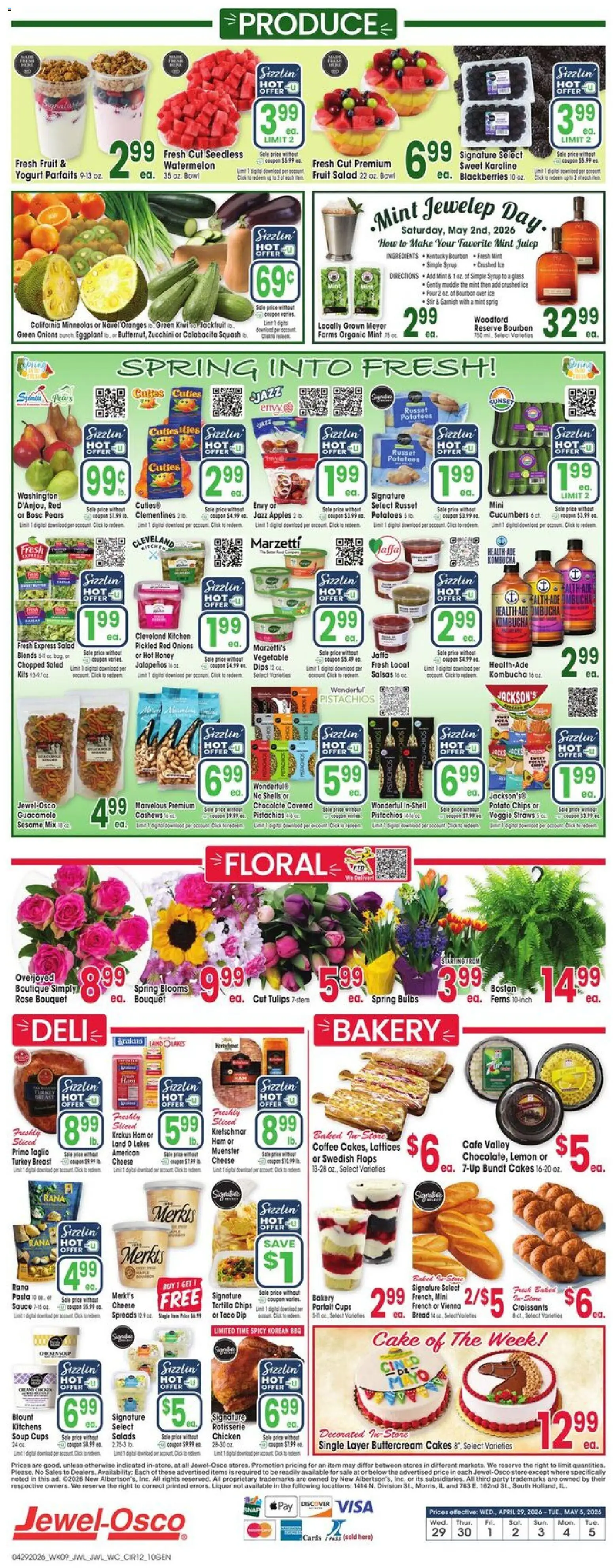 Jewel Osco Weekly Ad - valid from 29.04.2026 | Page: 12 | Products: Bakery, Chocolate, Oranges, Kiwi