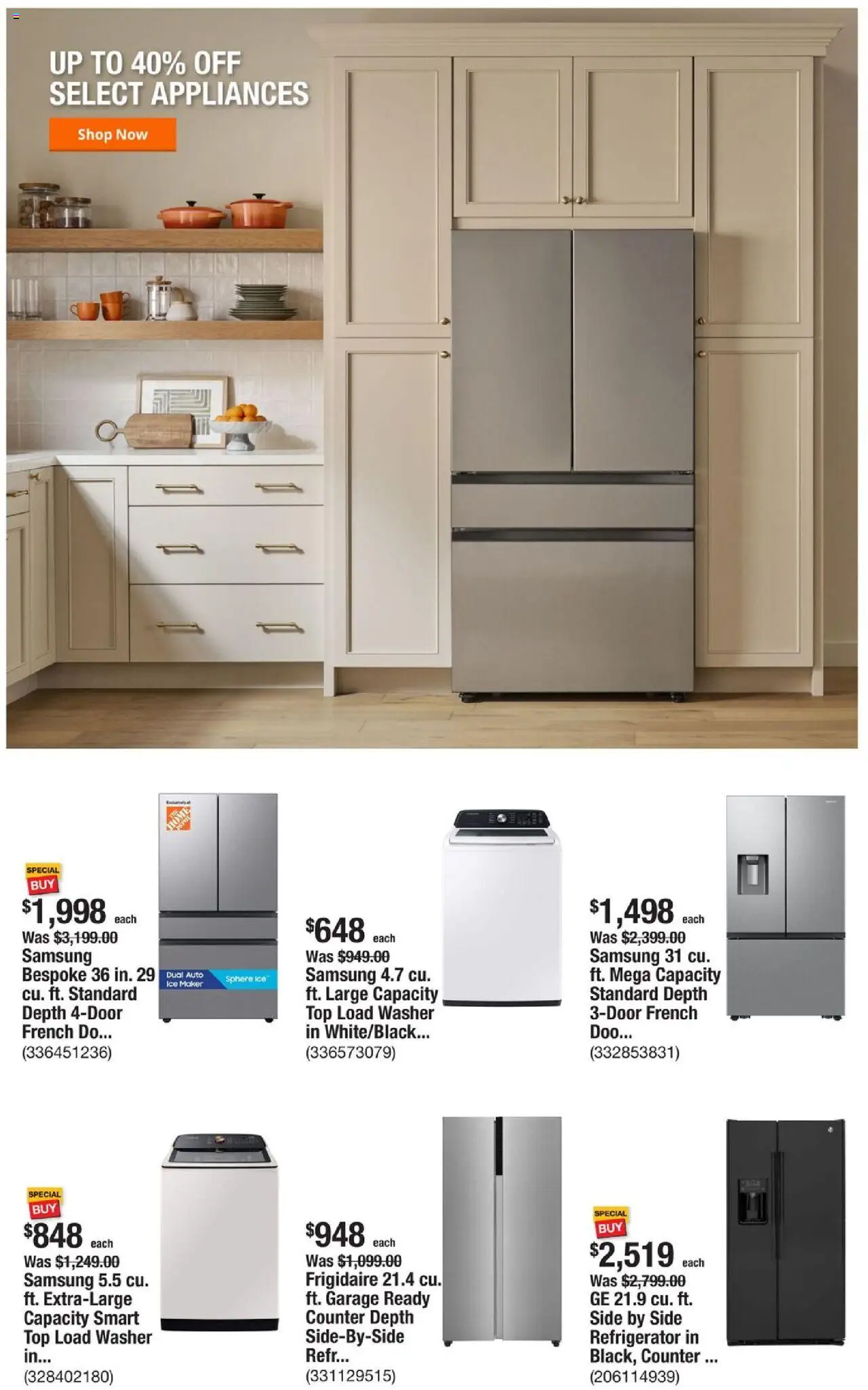 Home Depot Weekly Ad - FL - valid from 09.10.2025 | Page: 2 | Products: Washer, Ice Maker, Refrigerator