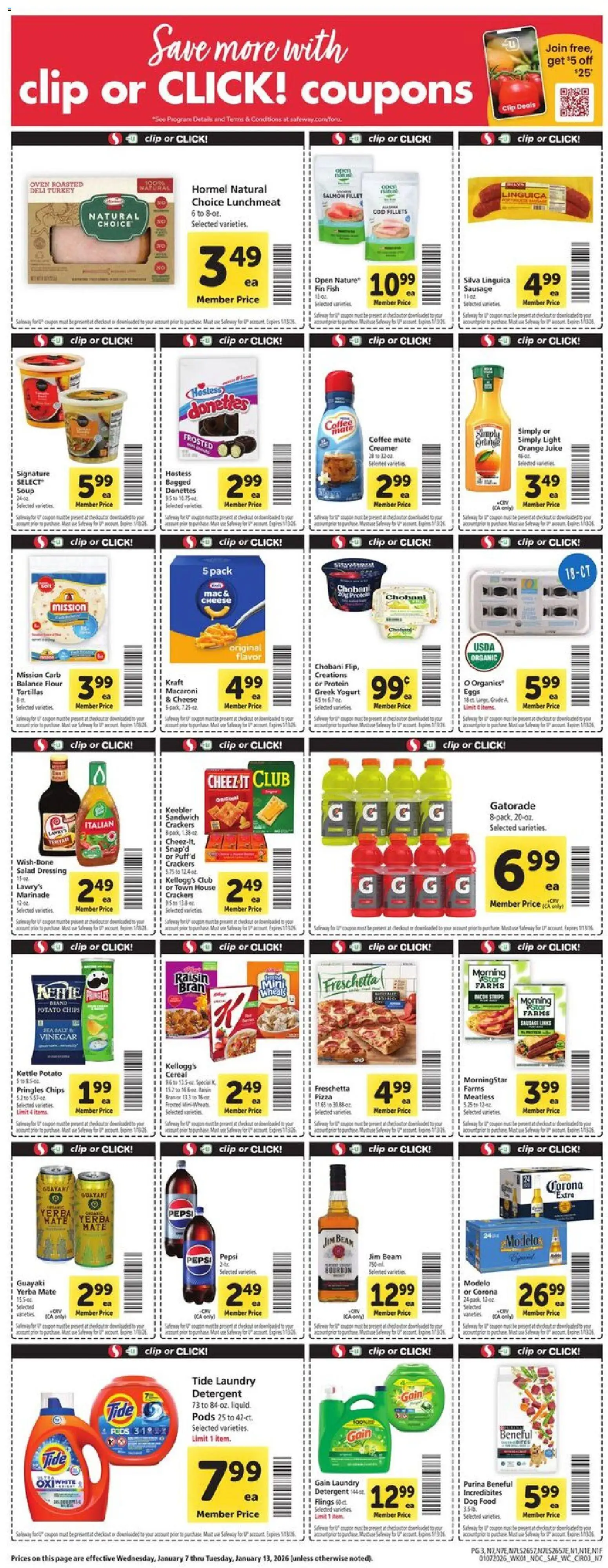 Safeway Weekly Ad - valid from 07.01.2026 | Page: 5 | Products: Cheese, Yogurt, Fish, Kettle
