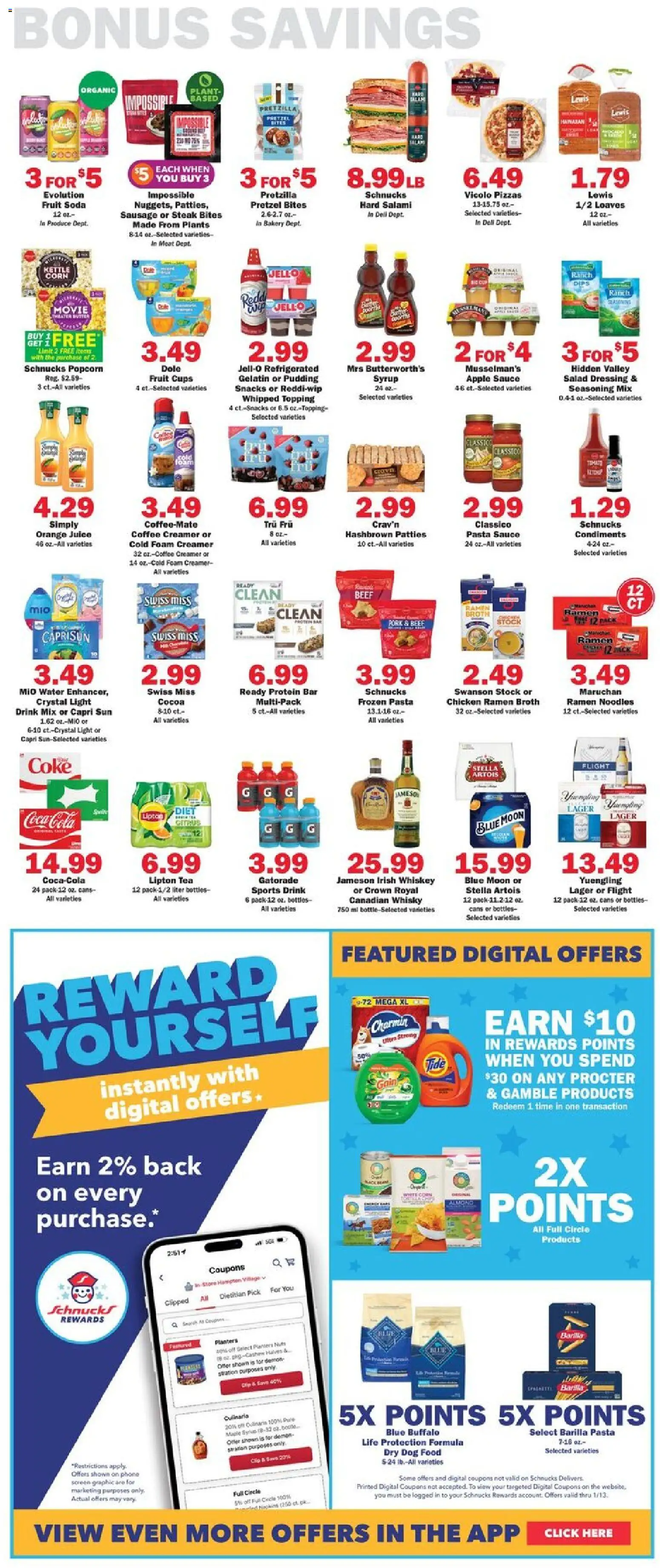 Schnucks Weekly Print Ad - IN - valid from 07.01.2026 | Page: 5 | Products: Salami, Tea, Noodles, Beef