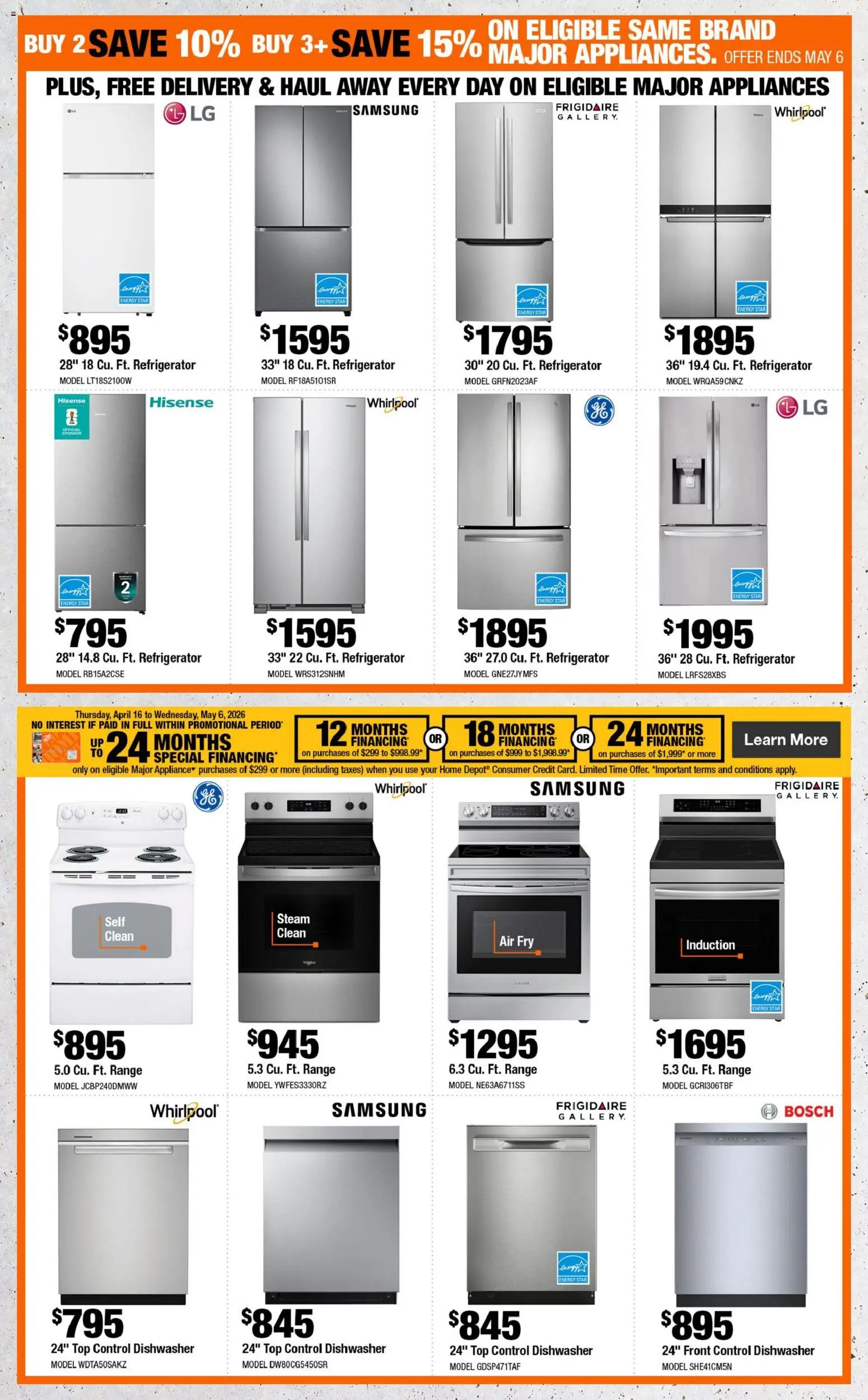 Home Depot flyer valid from 30.04.2026 | Page: 4 | Products: Refrigerator, Dishwasher