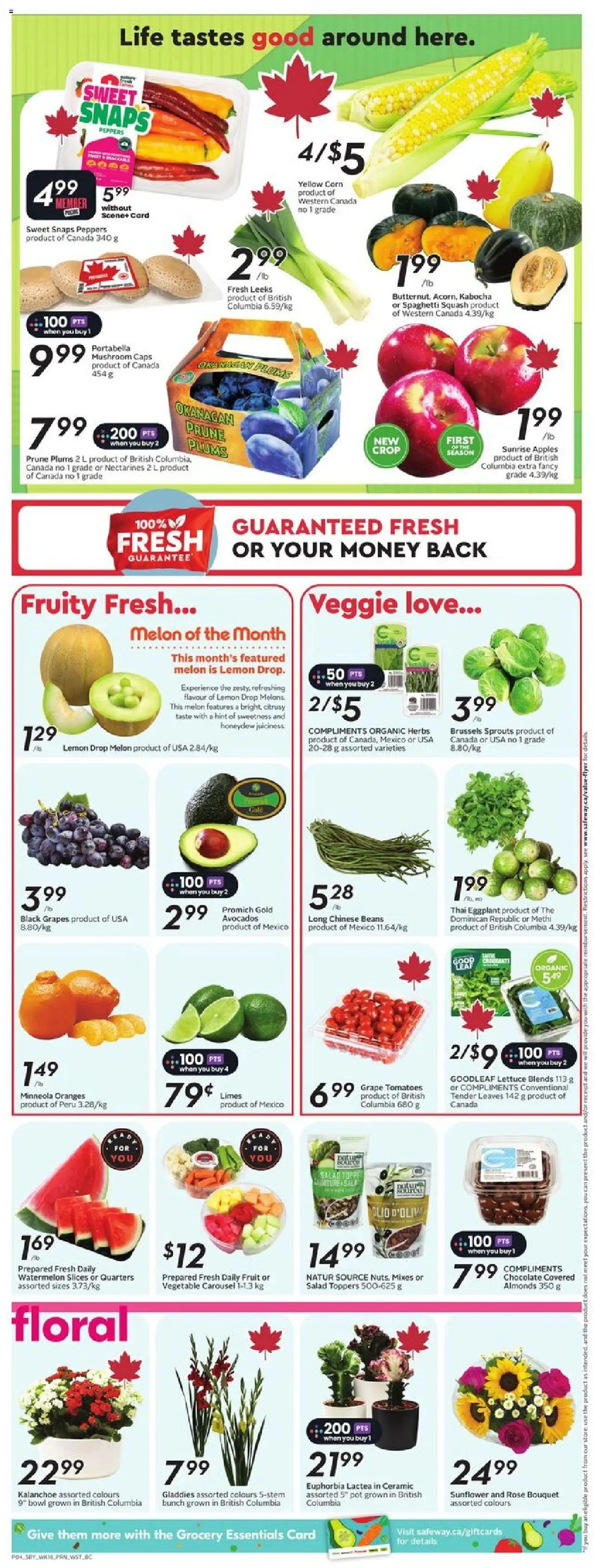 Safeway flyer valid from 28.08.2025 | Page: 7 | Products: Salad, Apples, Oranges, Tomatoes