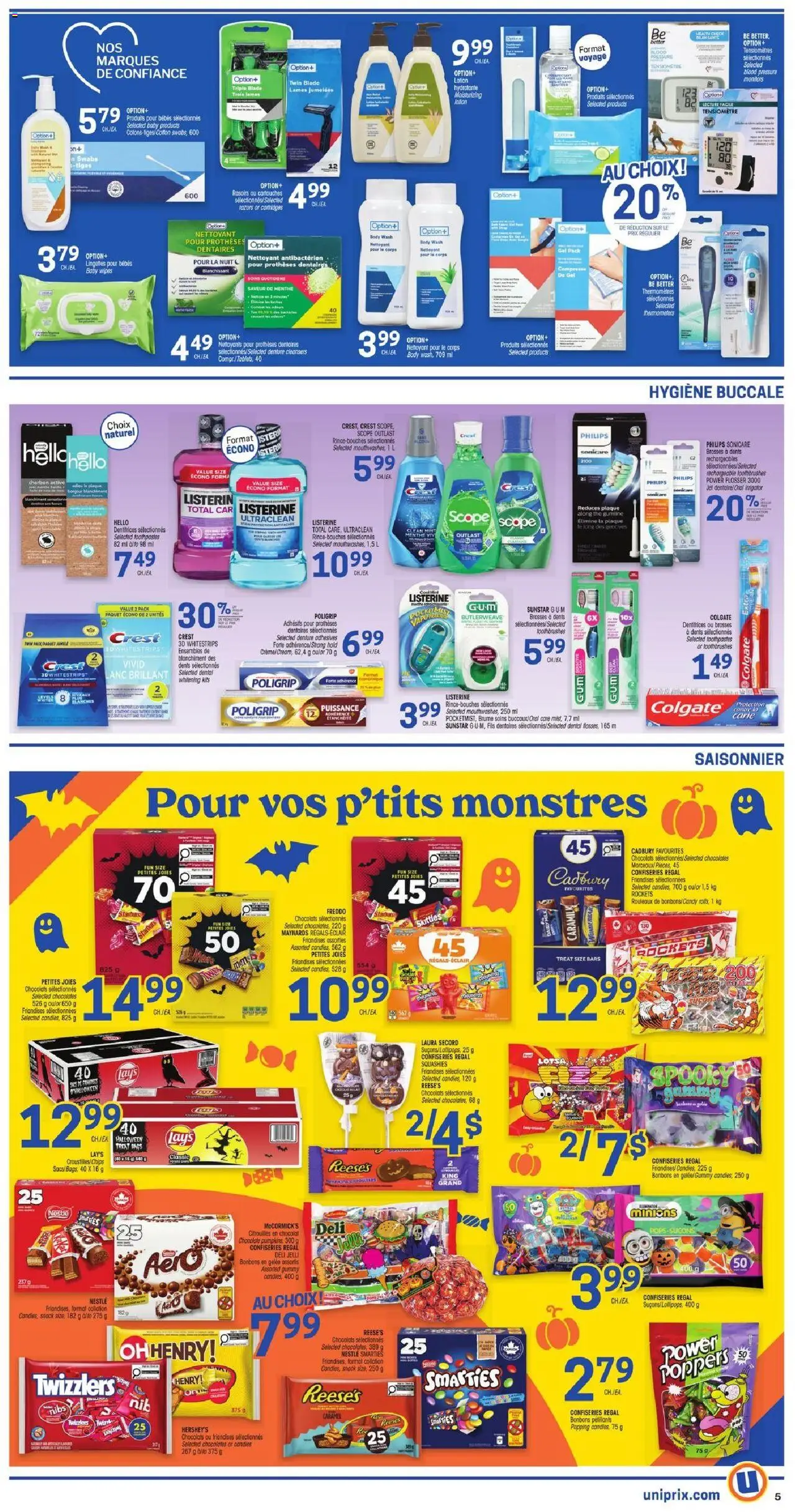Uniprix flyer valid from 02.10.2025 | Page: 9 | Products: Candies, Chips, Body wash, Milk