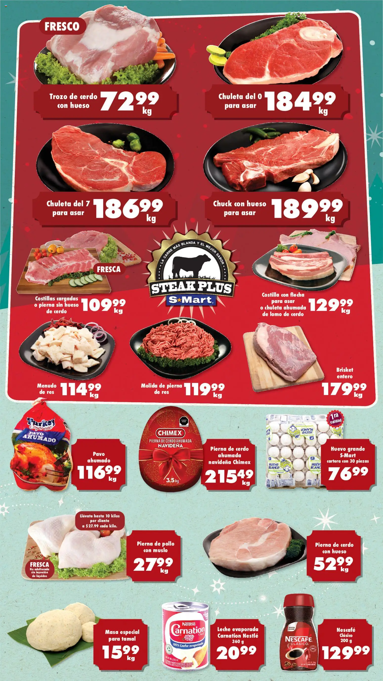 Nuevas ofertas de S-Mart válidas en toda la República Mexicana desde el 12.12.2025. ¡Encuentra las mejores ofertas en S-Mart folleto! | Página: 1 | Productos: Huevo, Leche, Cerdo, Res