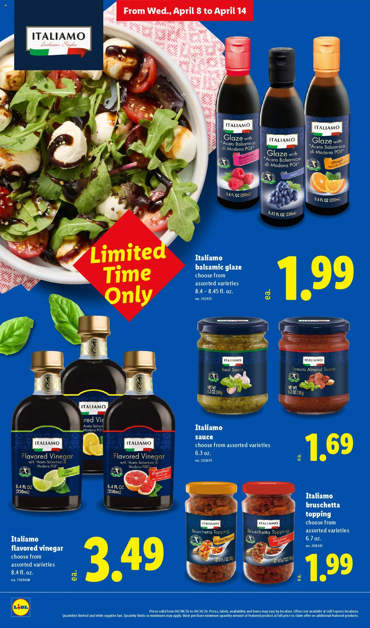 Lidl Weekly Ad - valid from 08.04.2026 | Page: 6 | Products: Vinegar, Grapefruit, Sauce, Raspberry